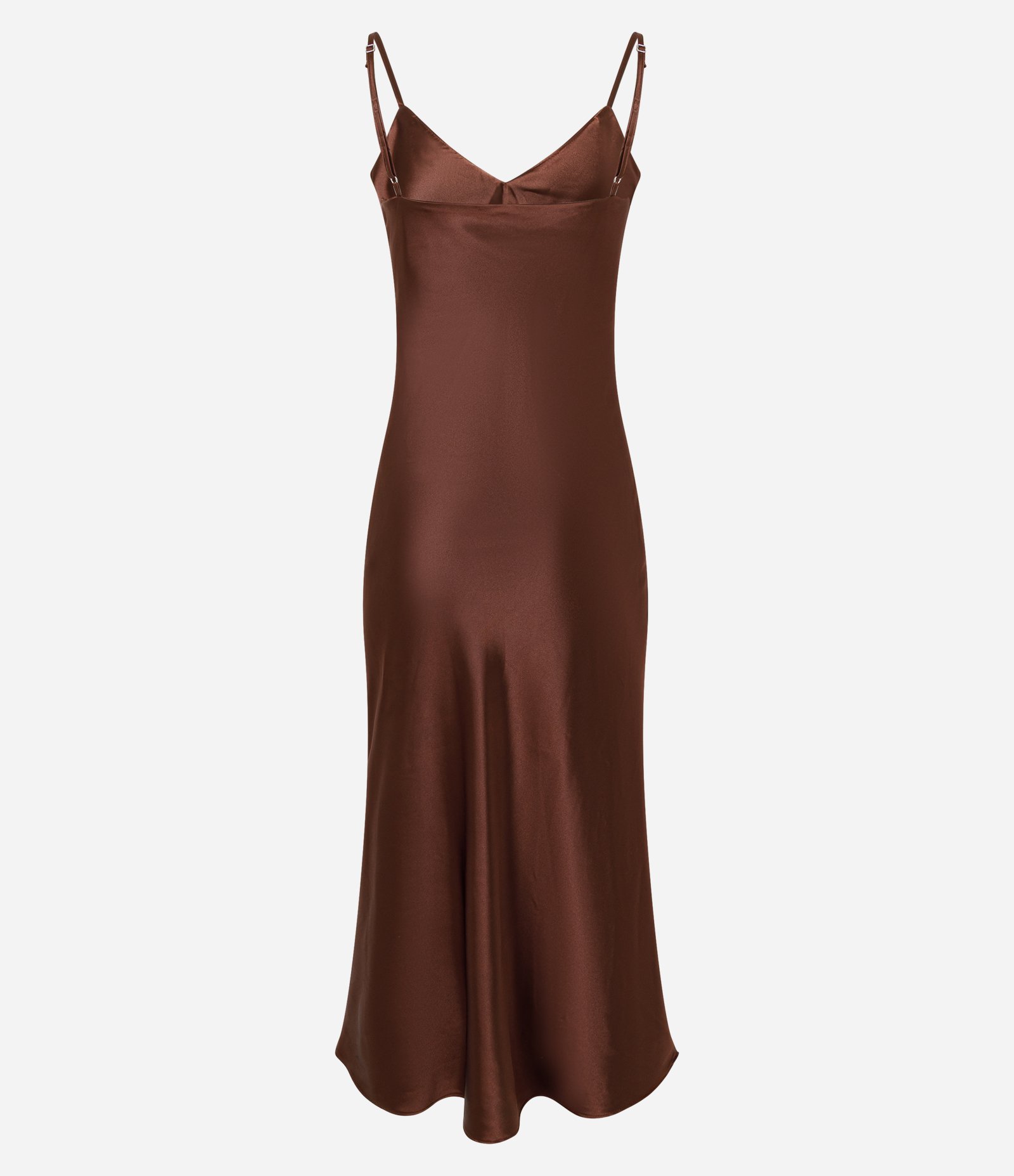 Vestido Slip Acetinado com Alças Finas Marrom 6