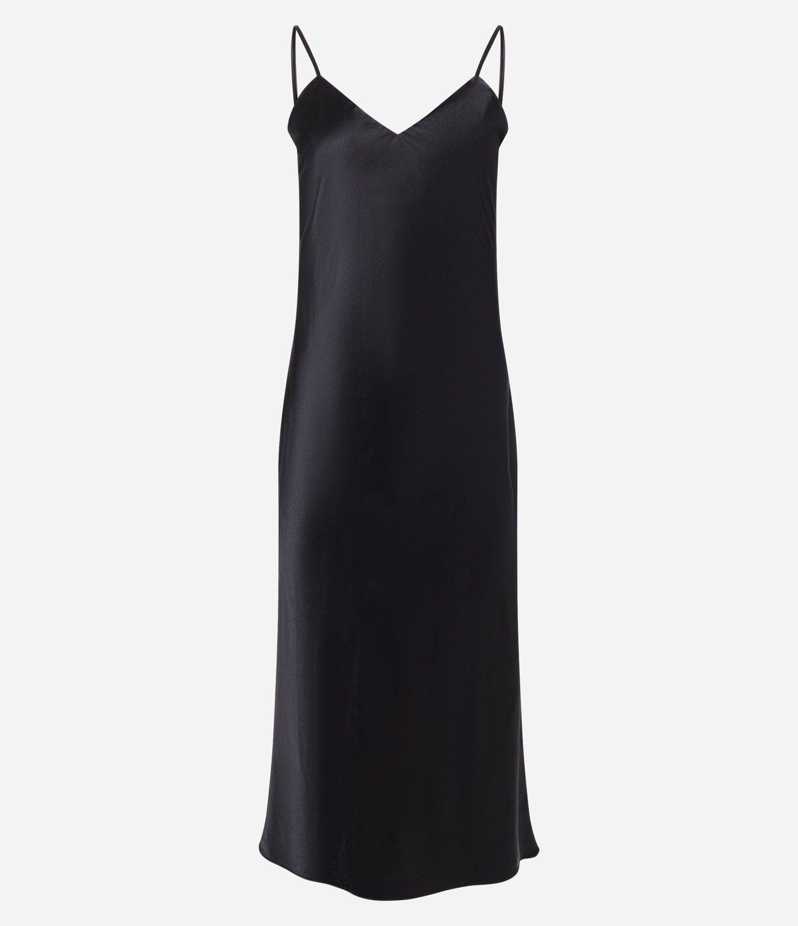 Vestido Slip Acetinado com Alças Finas Preto 1