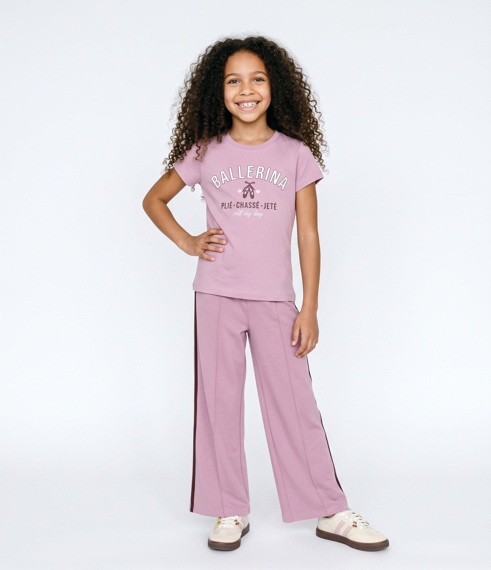 Camiseta Infantil Em Cotton Lettering Ballerina - Tam 5 a 16 Anos Rosa 1