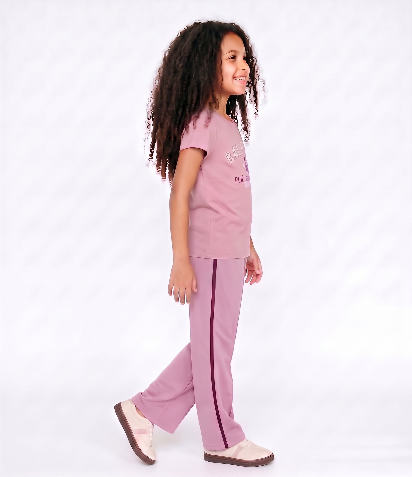 Camiseta Infantil Em Cotton Lettering Ballerina - Tam 5 a 16 Anos Rosa 2