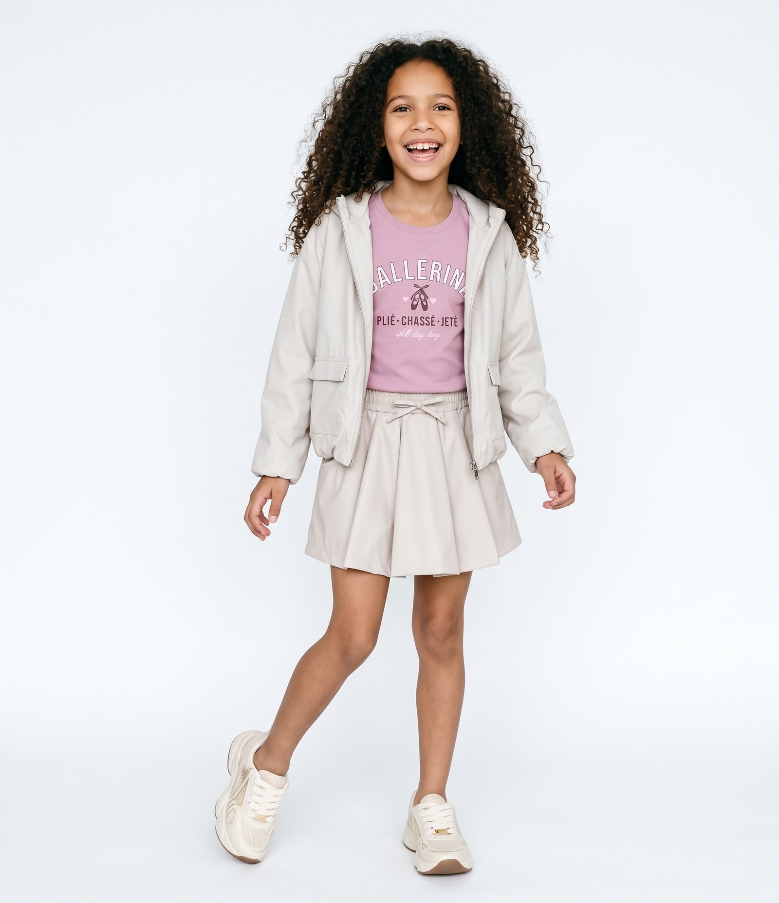 Camiseta Infantil Em Cotton Lettering Ballerina - Tam 5 a 16 Anos Rosa 1