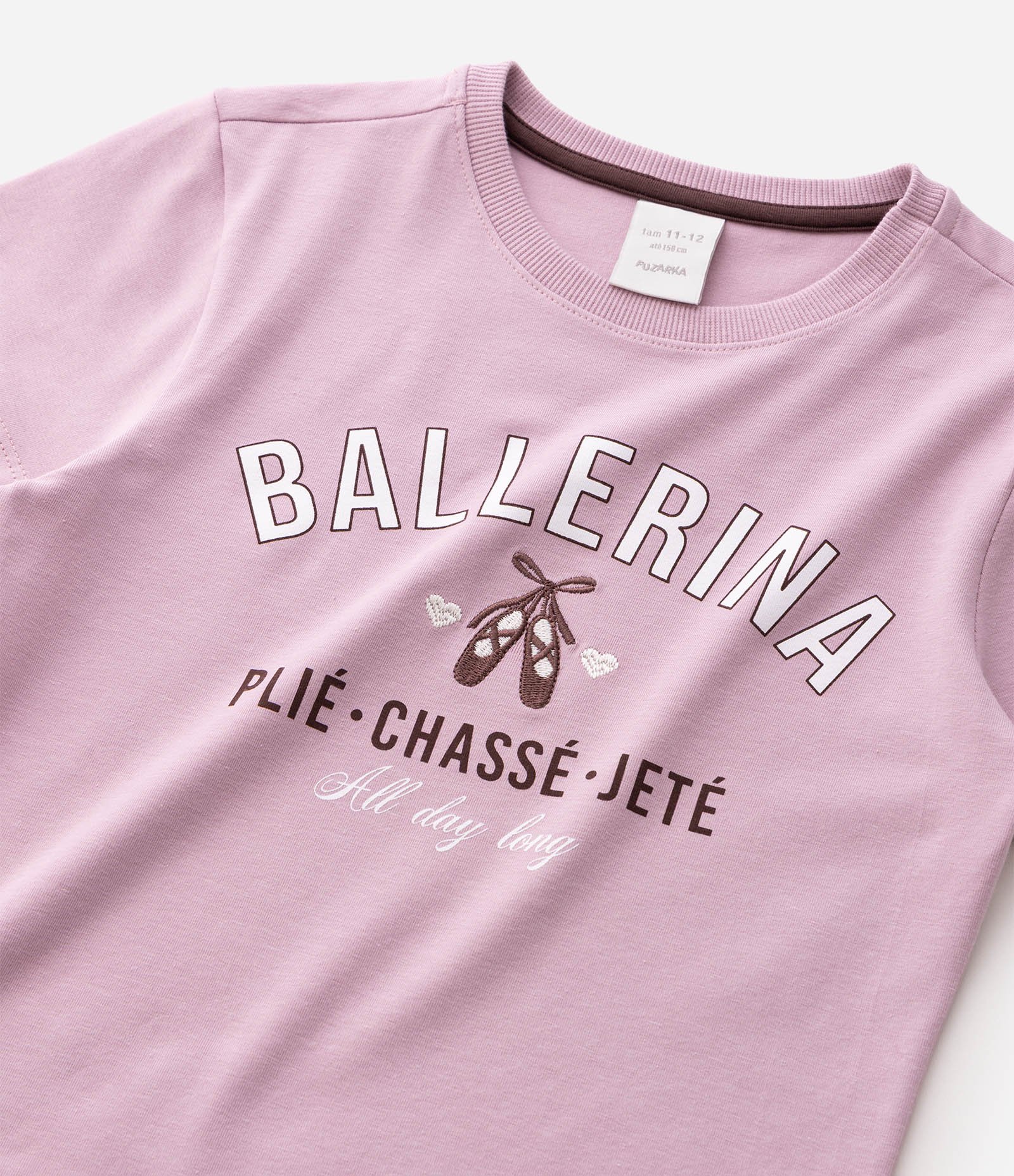 Camiseta Infantil Em Cotton Lettering Ballerina - Tam 5 a 16 Anos Rosa 10
