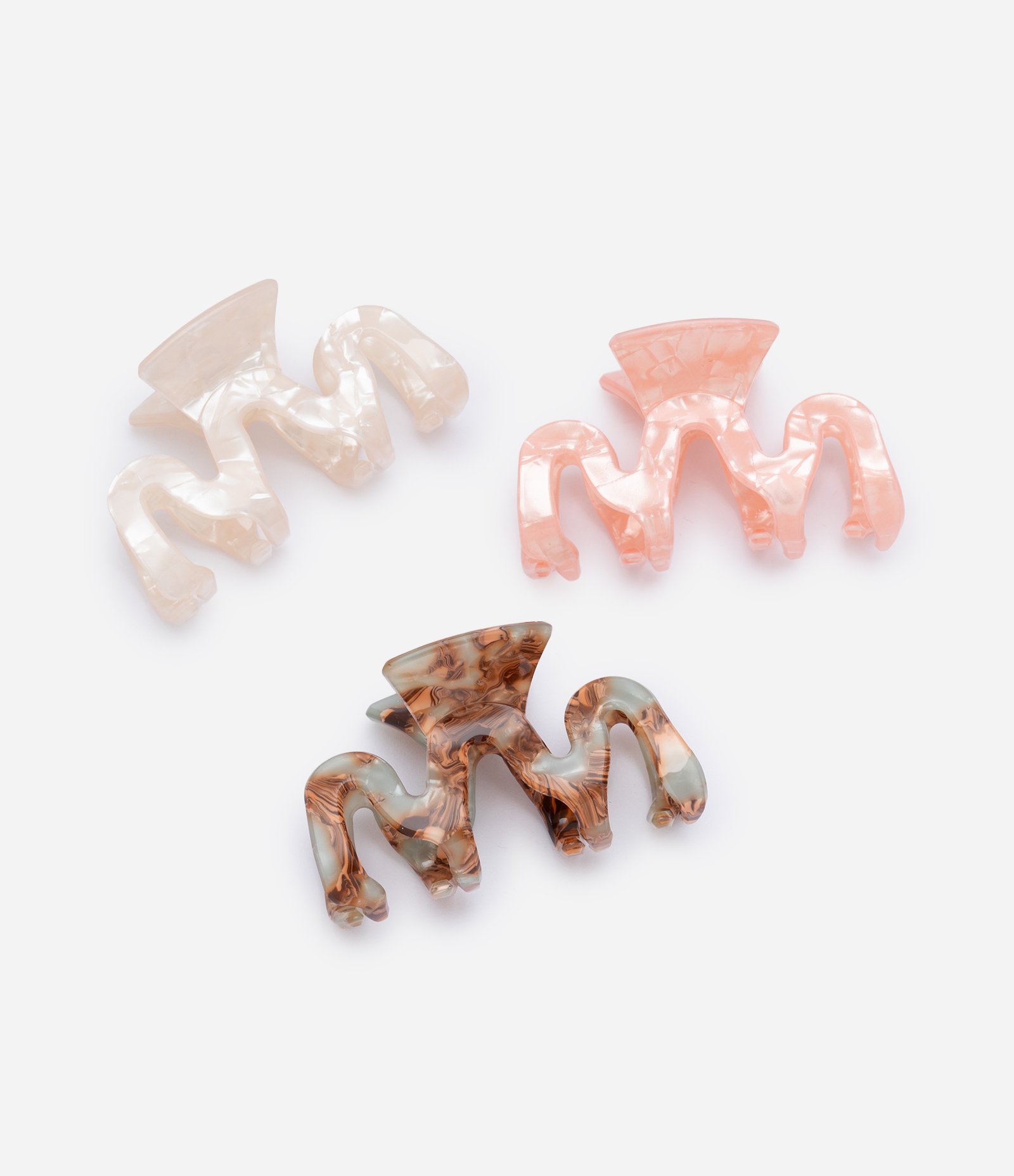Kit com 03 Piranhas de Cabelo Marmorizadas Multicores 1
