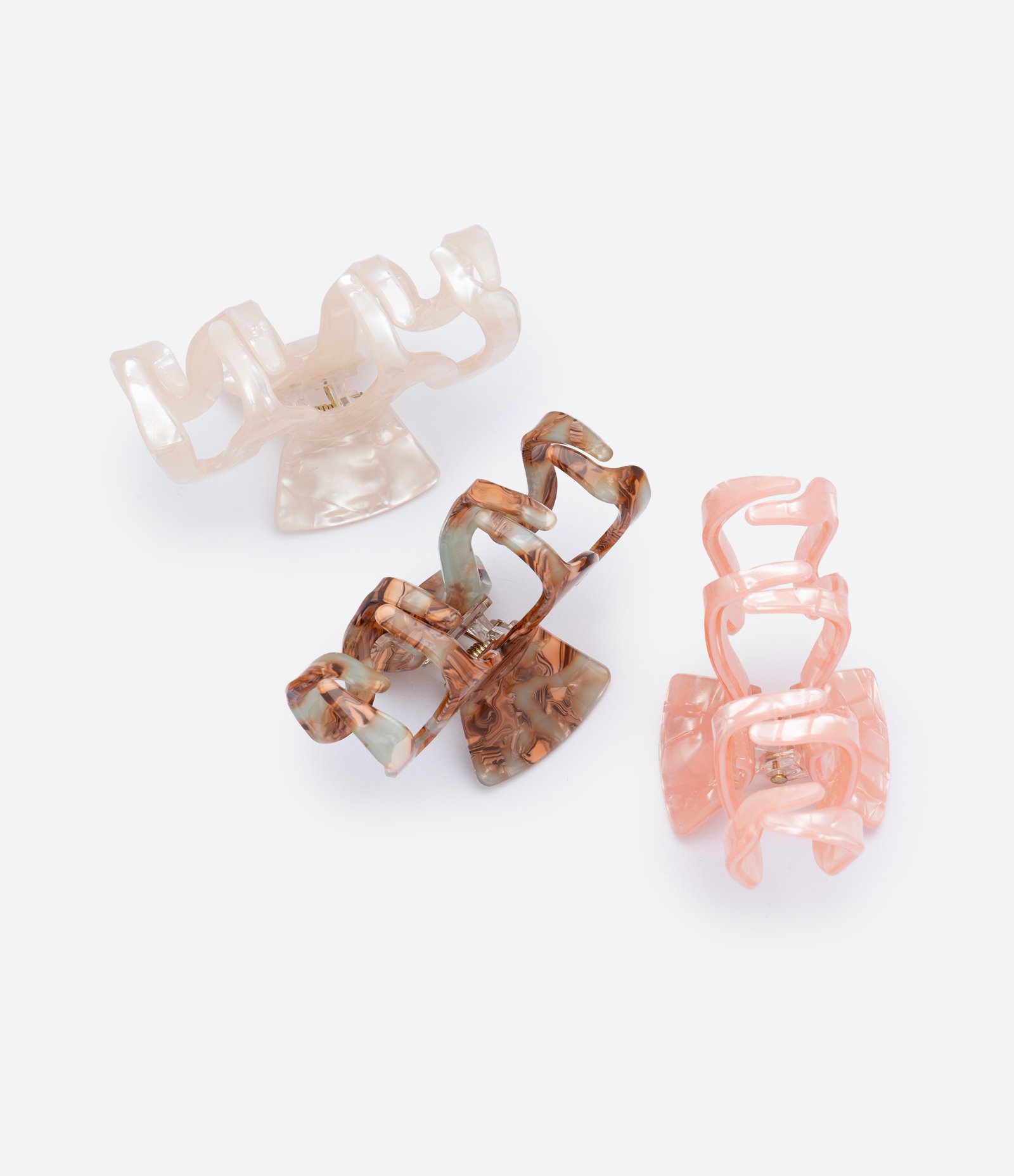 Kit com 03 Piranhas de Cabelo Marmorizadas Multicores 2