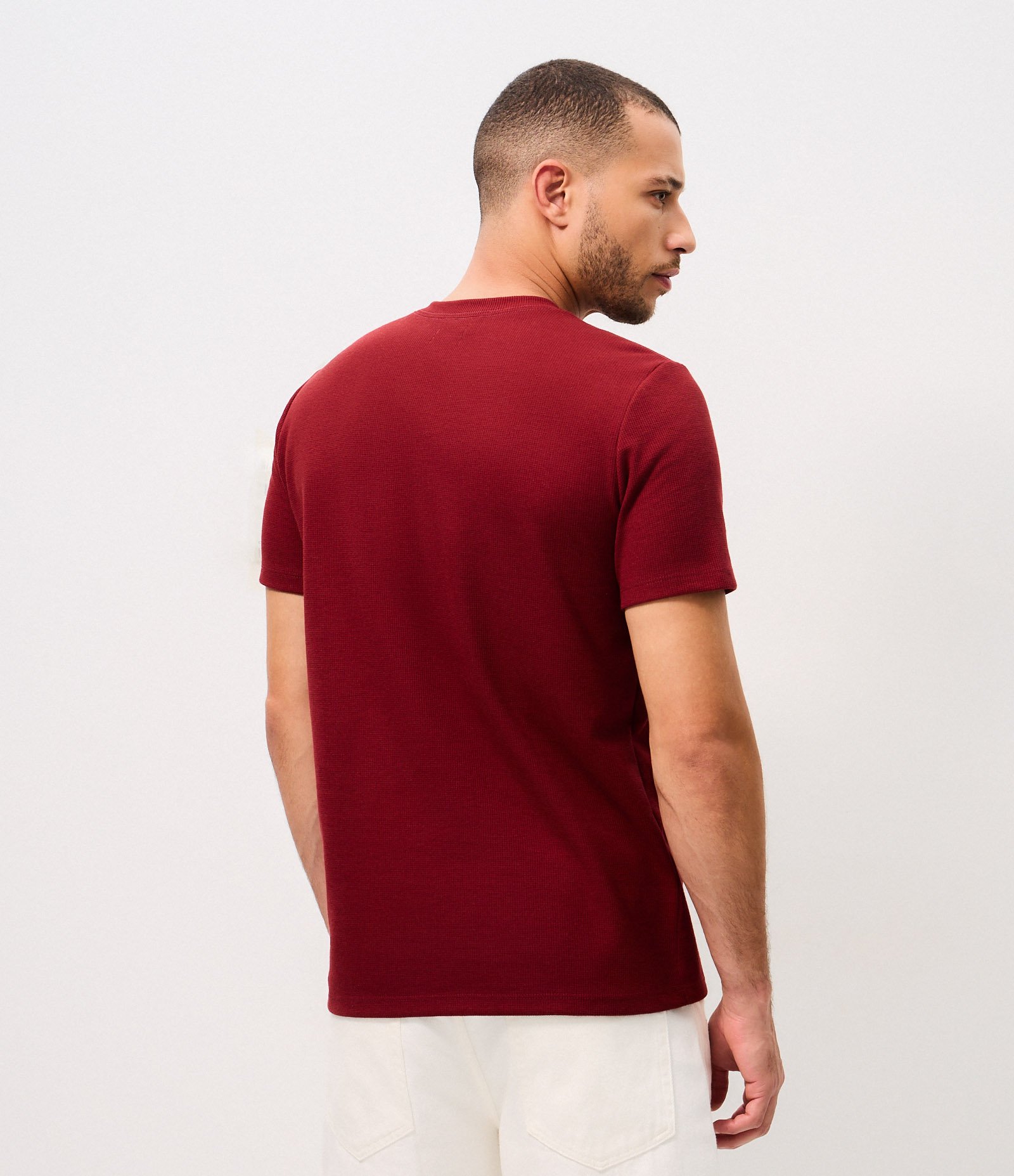Camiseta Regular em Algodão com Textura Vinho 3