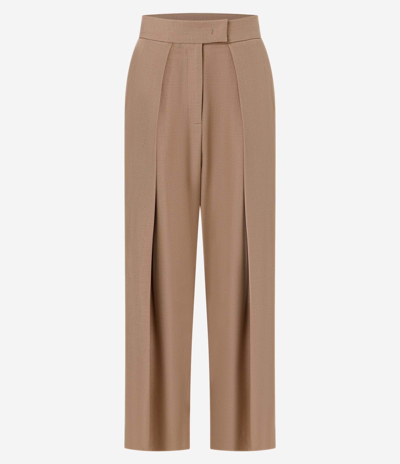 Calça Wide Leg Alfaiatada com Pregas Frontais Bege 5