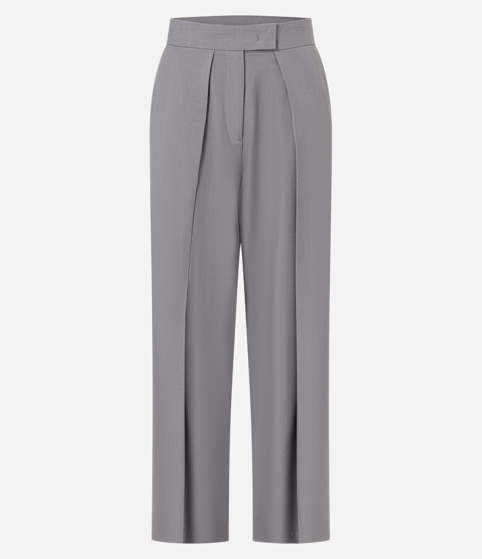 Calça Wide Leg Alfaiatada com Pregas Frontais Cinza Claro 5