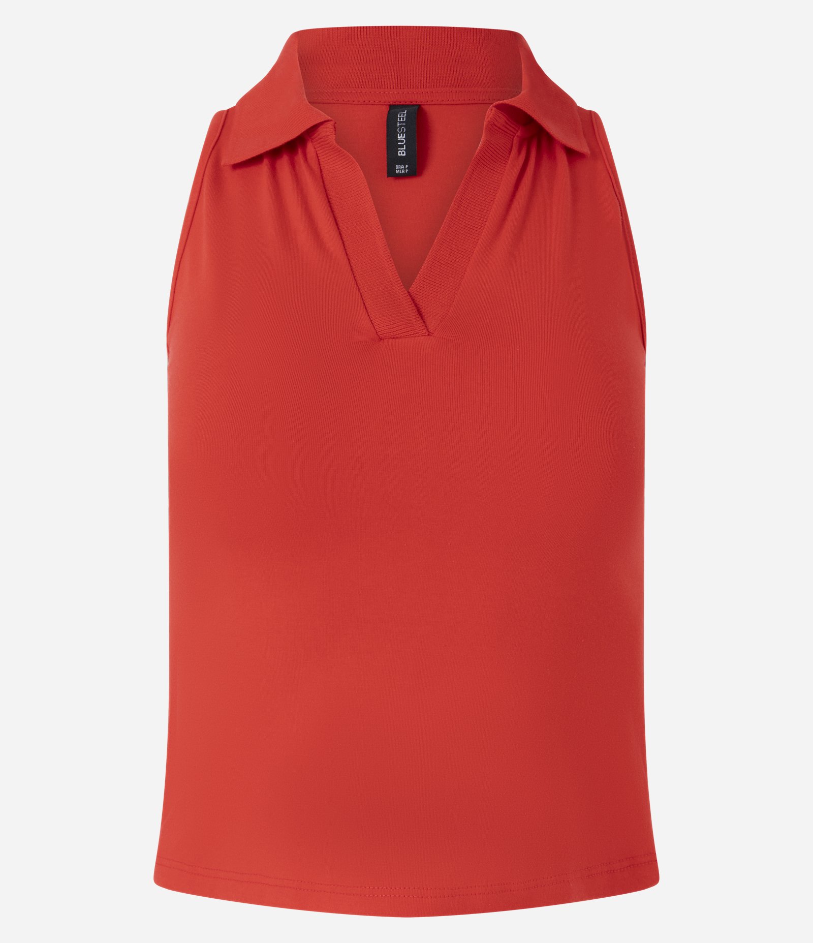 Blusa Polo em Decote V Sem Mangas Vermelho 3