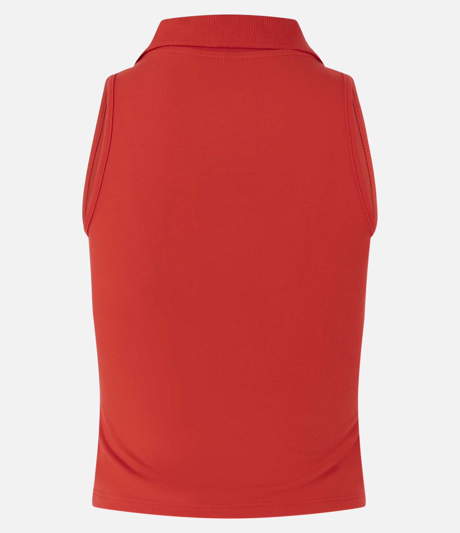 Blusa Polo em Decote V Sem Mangas Vermelho 4