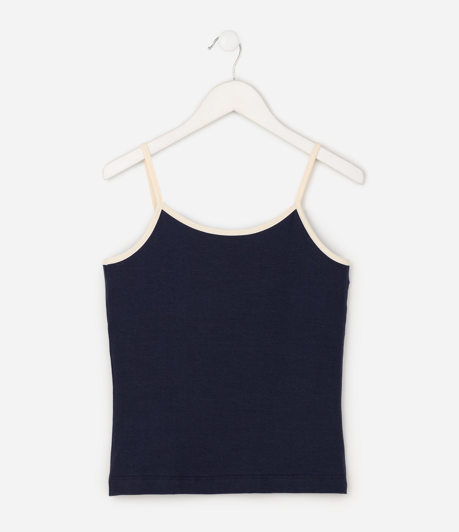 Blusa Infantil em Algodão com Alcinha e Detalhe Contrastante - Tam 5 a 16 anos Azul 1