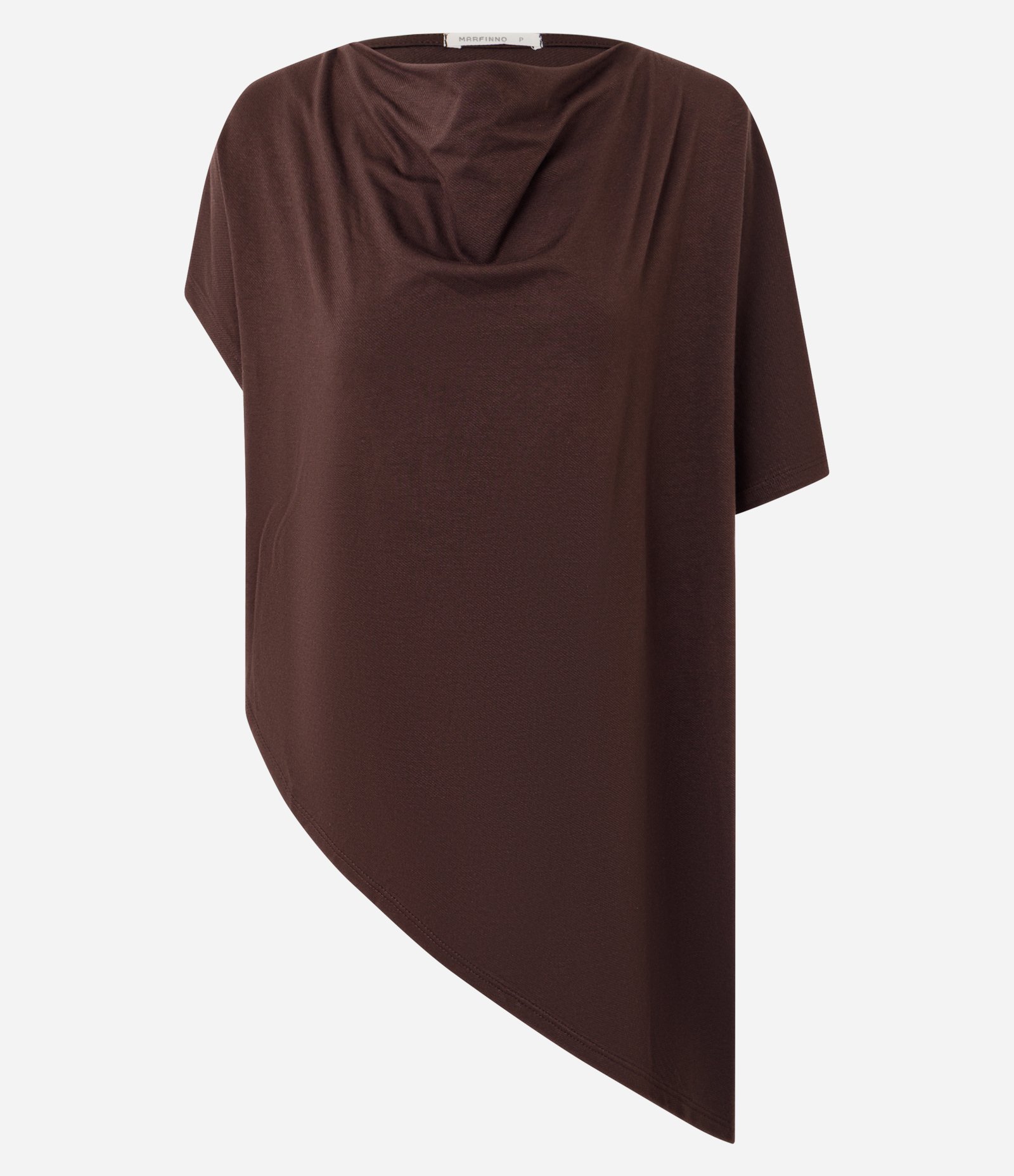 Blusa Assimétrica com Efeito Drapeado no Decote Marrom 1