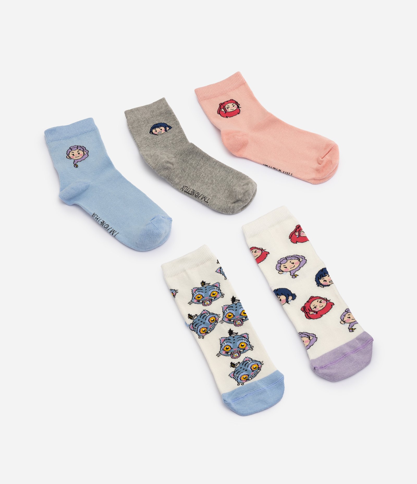 Kit 5 Meias Infantil Cano Médio Em Algodão Guerreiras k-pop - Tam 19 a 34 Multicores 1