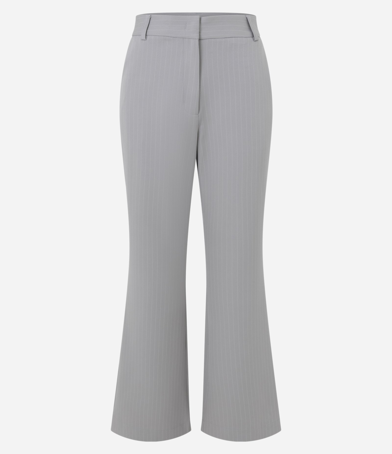 Calça Flare com Estampa Risca de Giz Cinza 5