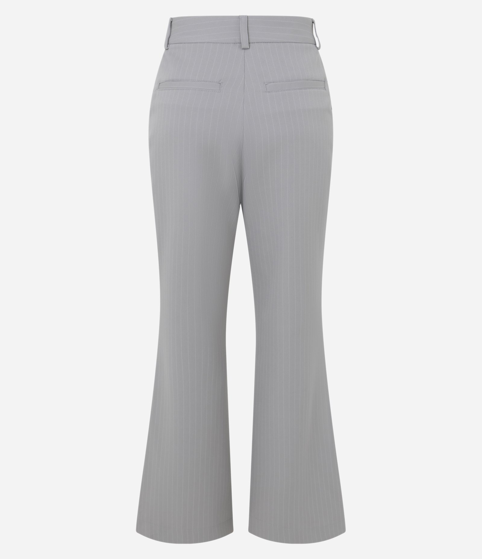 Calça Flare com Estampa Risca de Giz Cinza 6