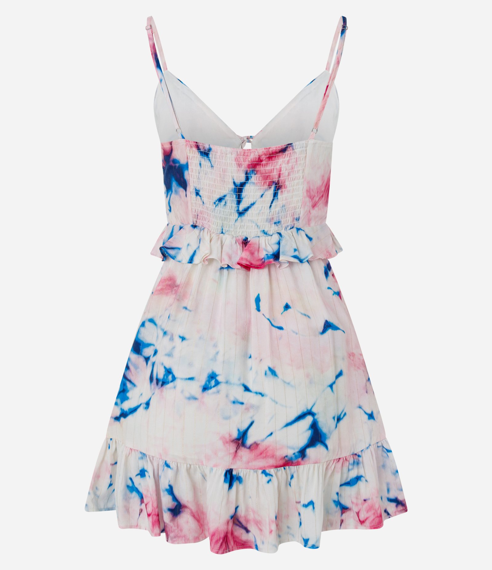 Vestido Curto em Viscose com Babados e Estampa Floral Aquarela Rosa Claro 3
