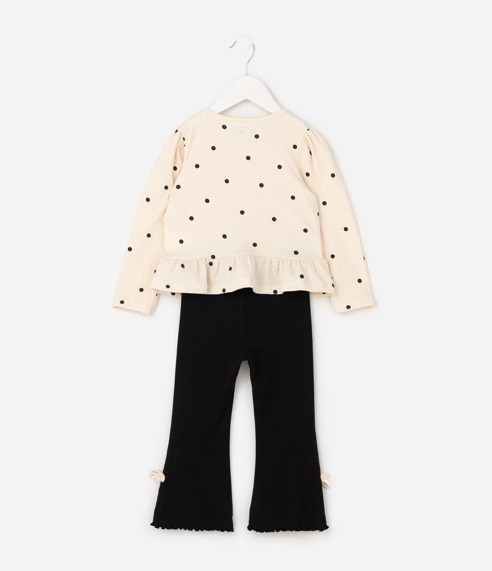 Conjunto Infantil Blusa Poá e Calça com Lacinhos - Tam 1 a 6 Anos Preto 3