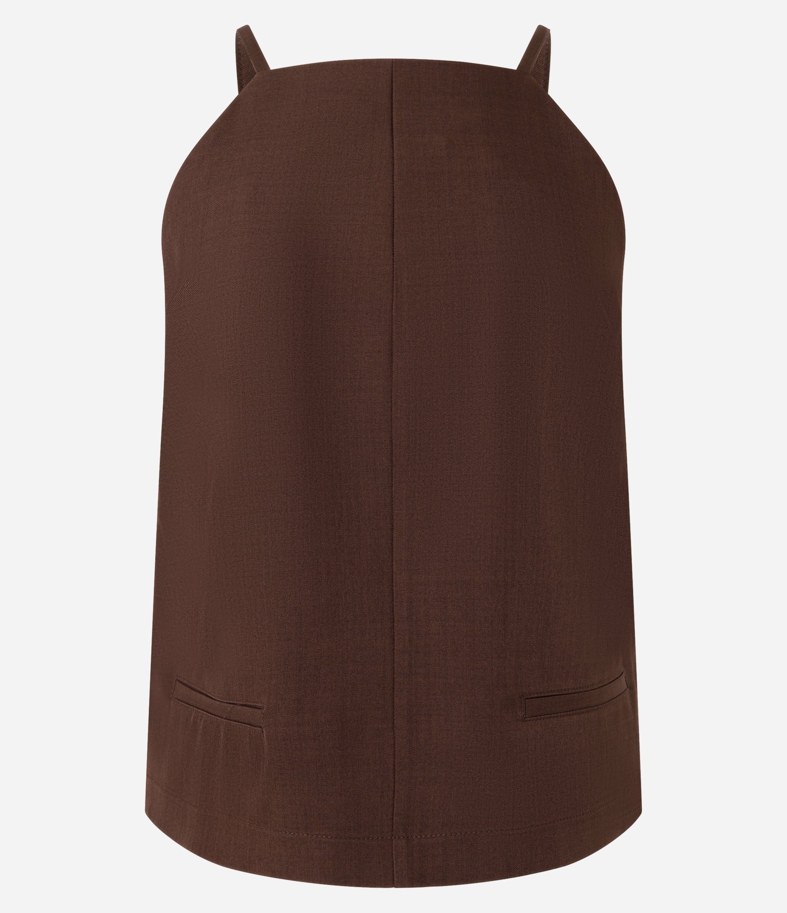 Blusa com Decote Quadrado e Alças Finas Marrom 5