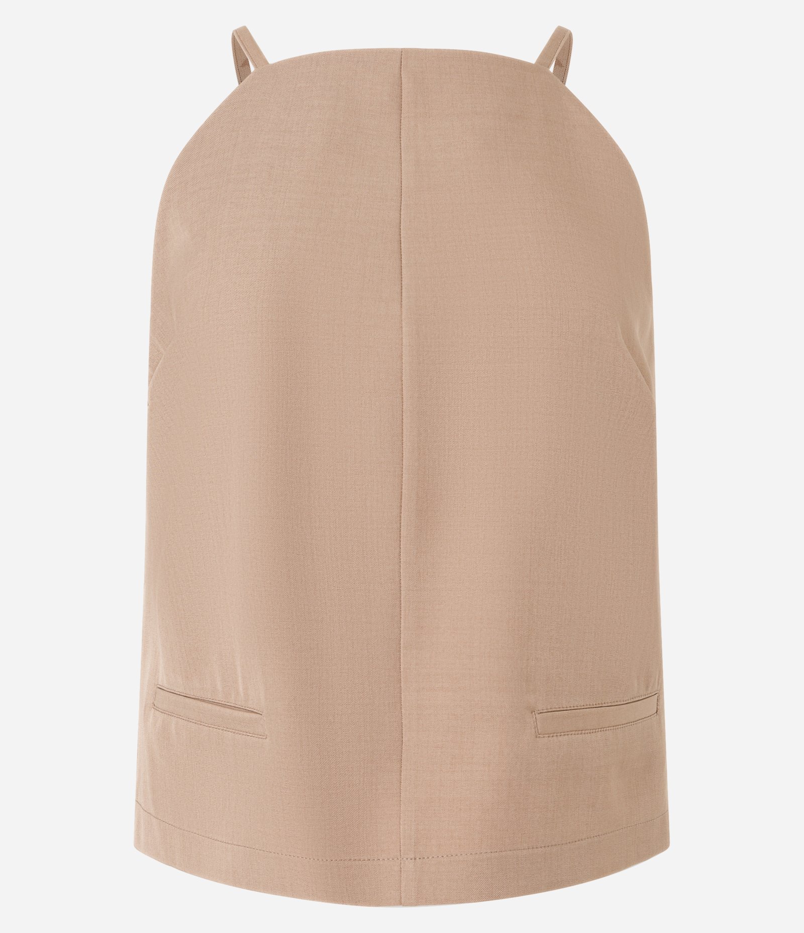 Blusa com Decote Quadrado e Alças Finas Bege 5
