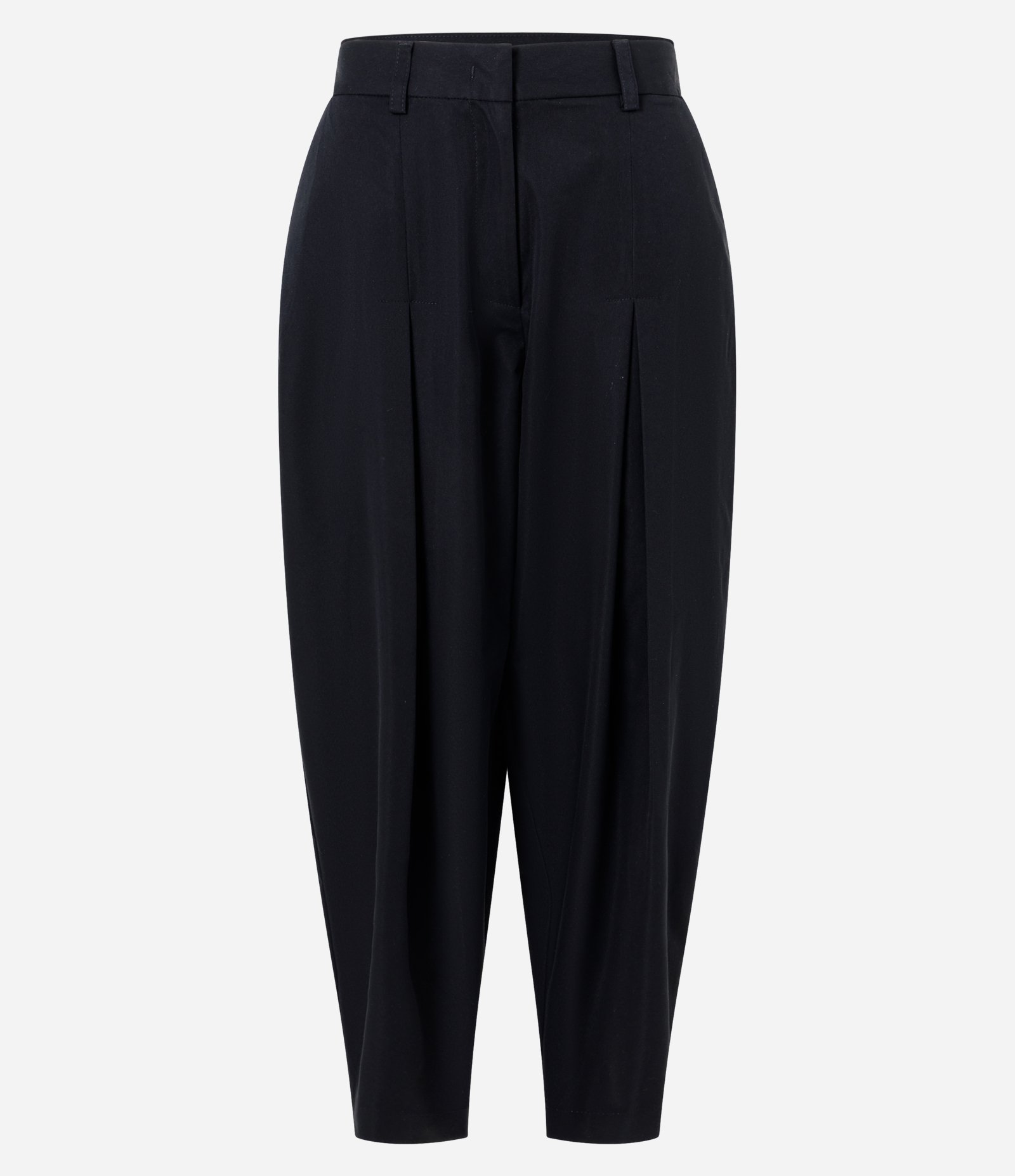 Calça Barrel em Sarja com Pregas e Fendas Preto 5