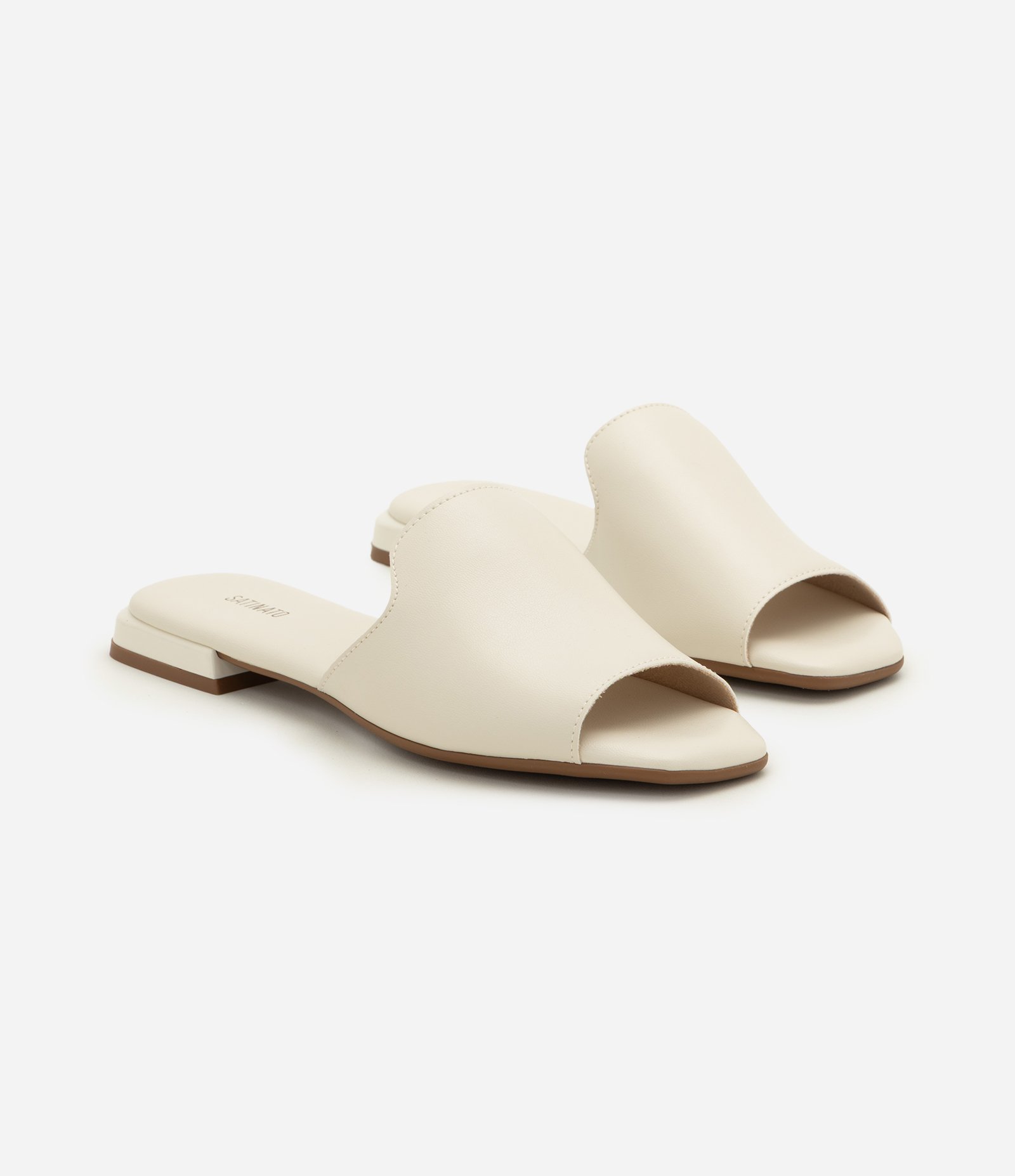 Rasteira Mule em PU com Tira Única Off White 4