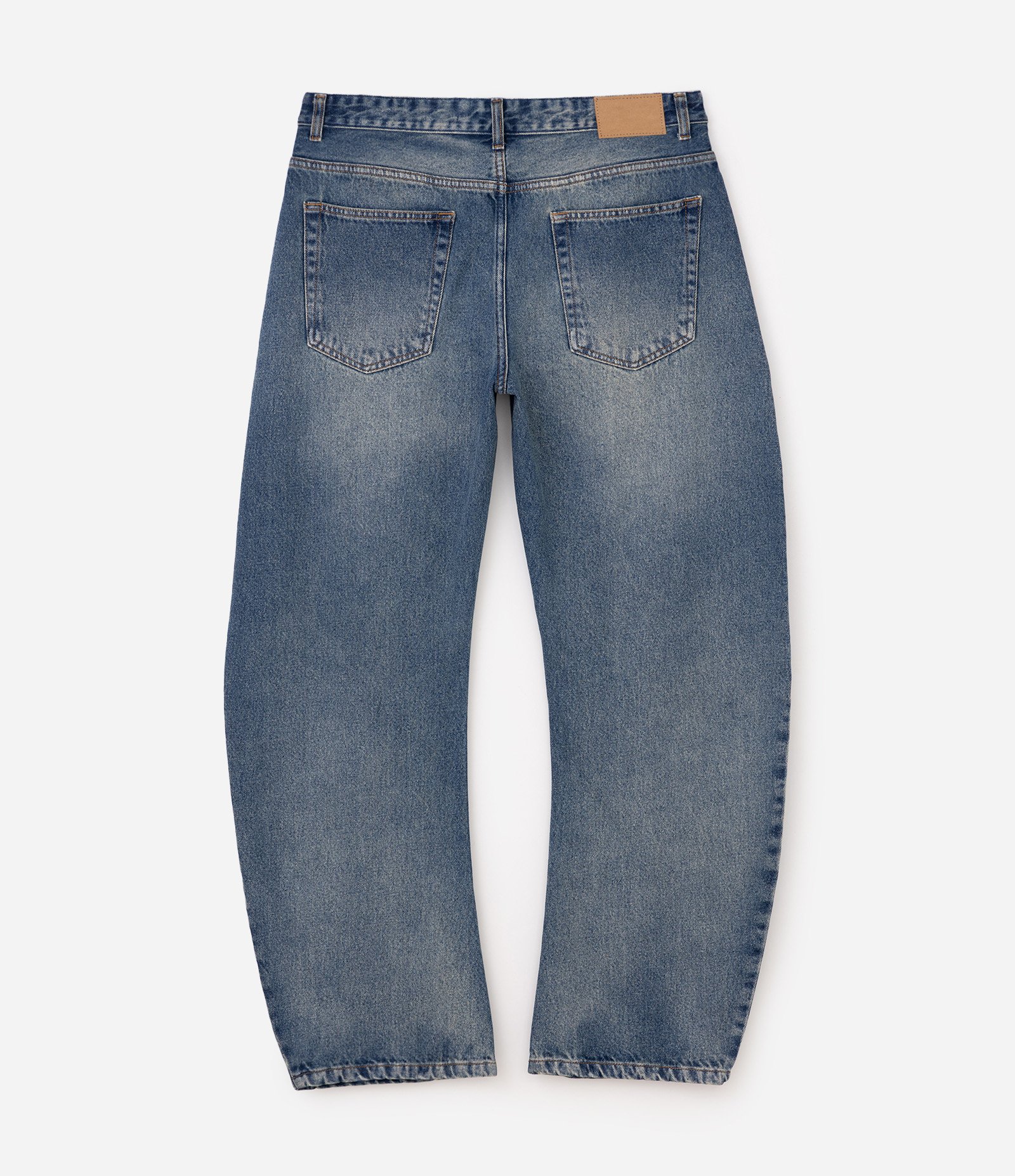Calça Jeans Baggy com Recortes Curvos Azul 2