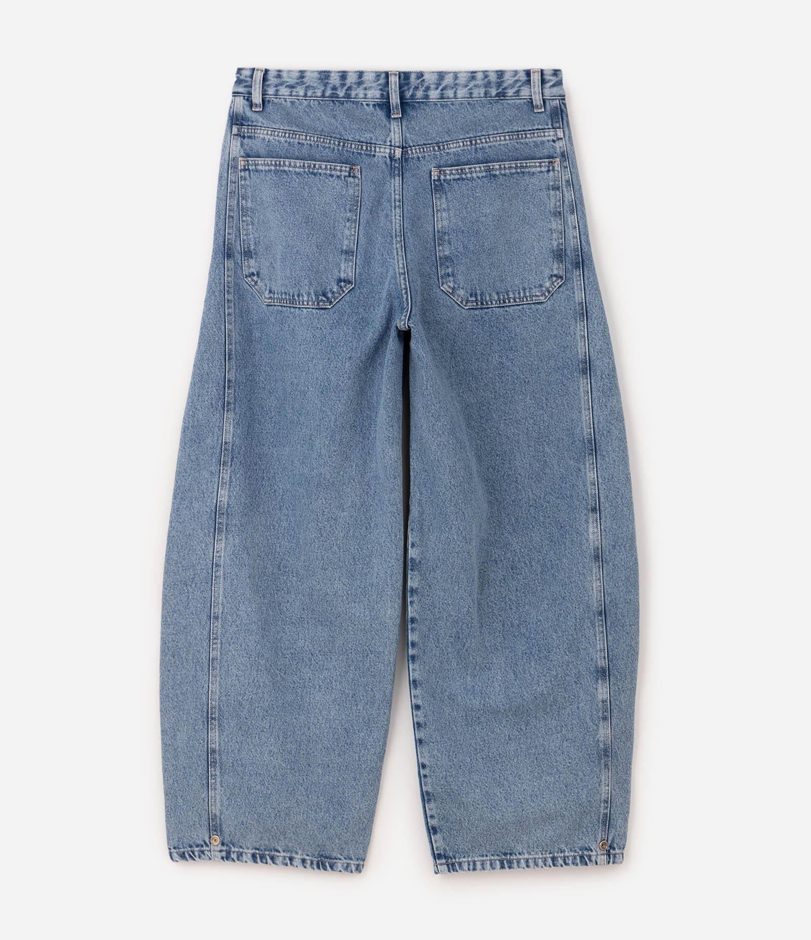 Calça Balloon em Jeans com Botão na Barra Azul 2
