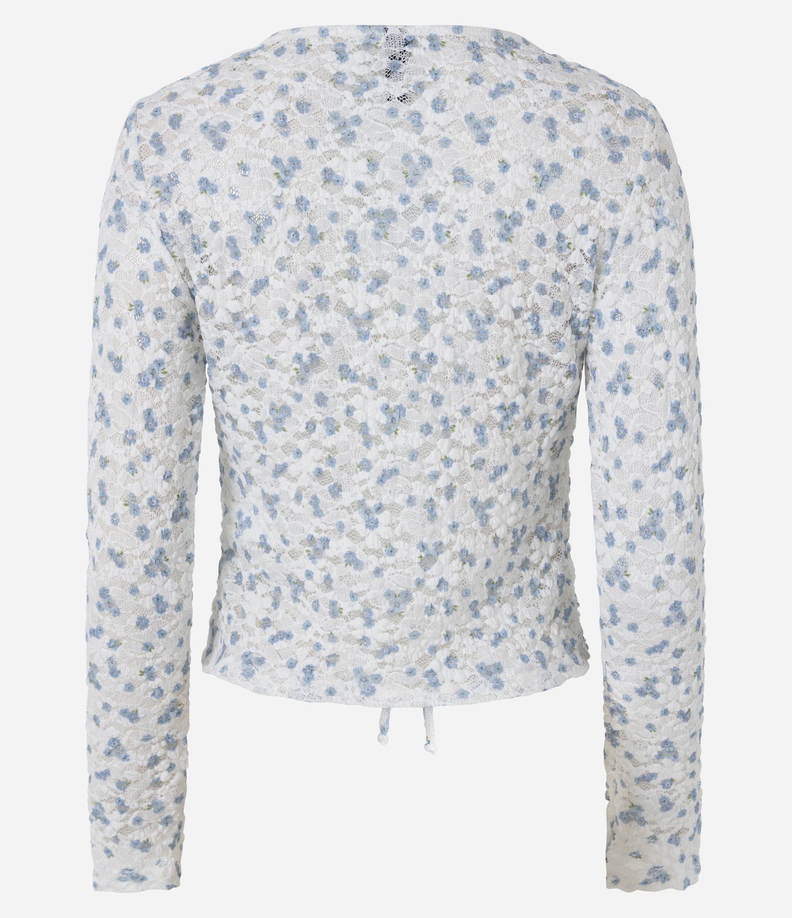 Blusa em Renda Floral com Amarrações Frontais Branco 7