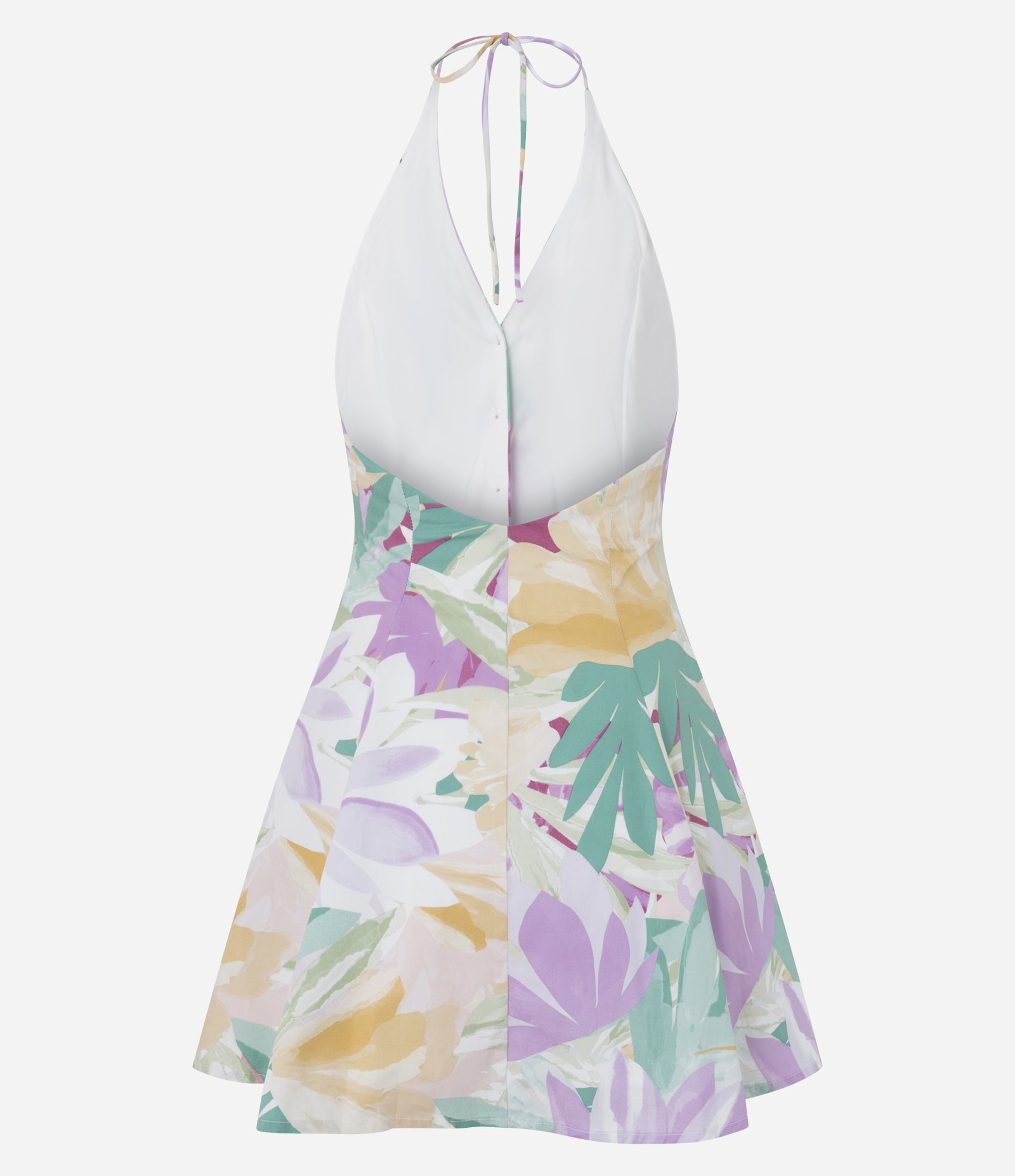 Vestido Frente Única em Tricoline Estampada com Botões Frontais Lilás 7