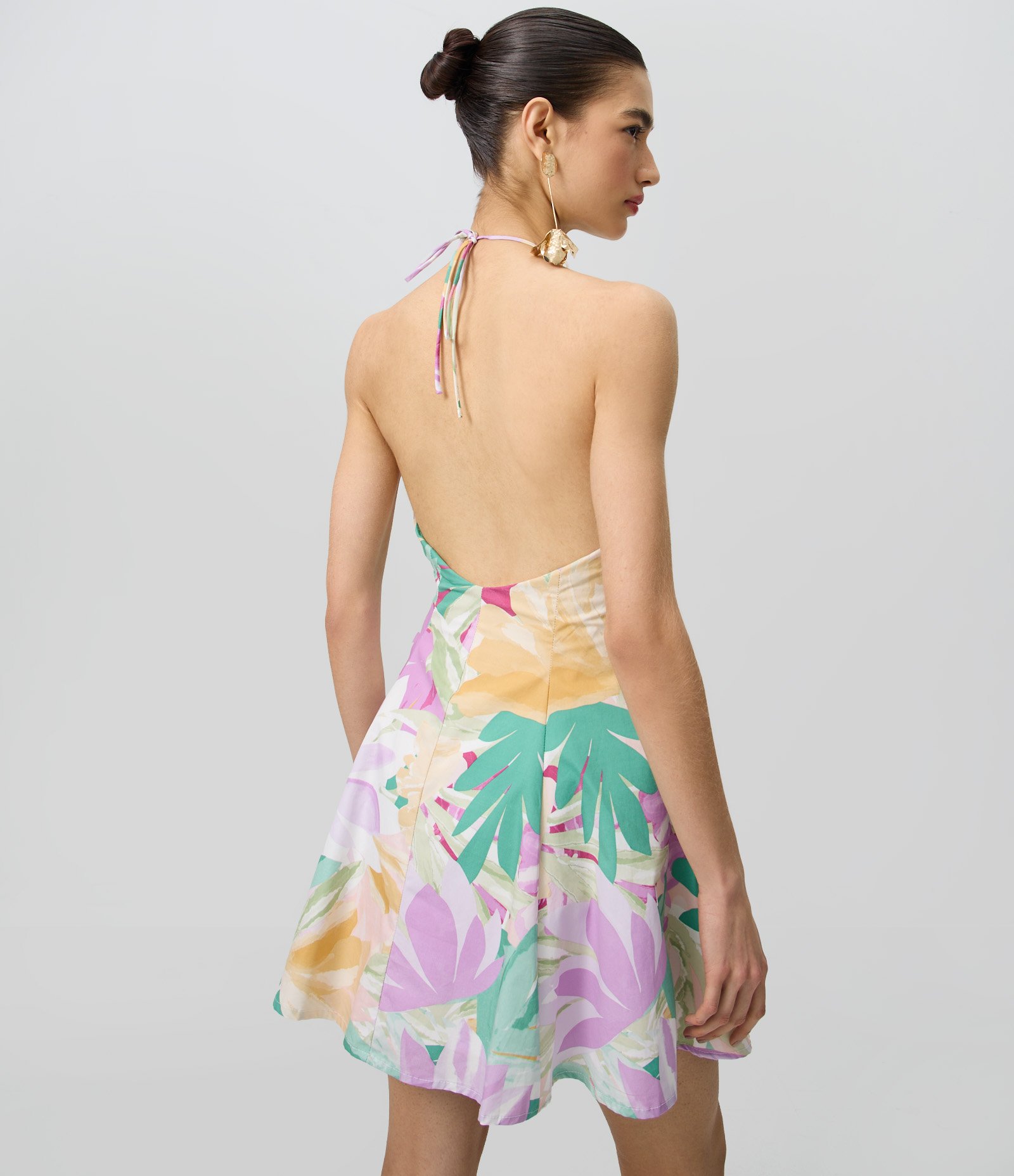 Vestido Frente Única em Tricoline Estampada com Botões Frontais Lilás 5