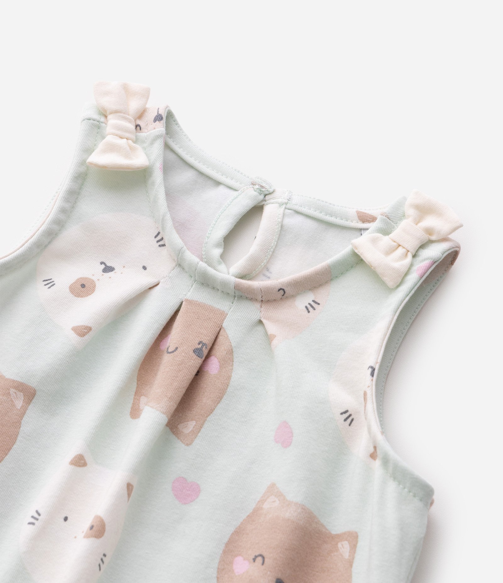 Macaquinho Bebê Infantil Em Cotton Lacinho No Ombro - 0 a 18 Meses Verde 4