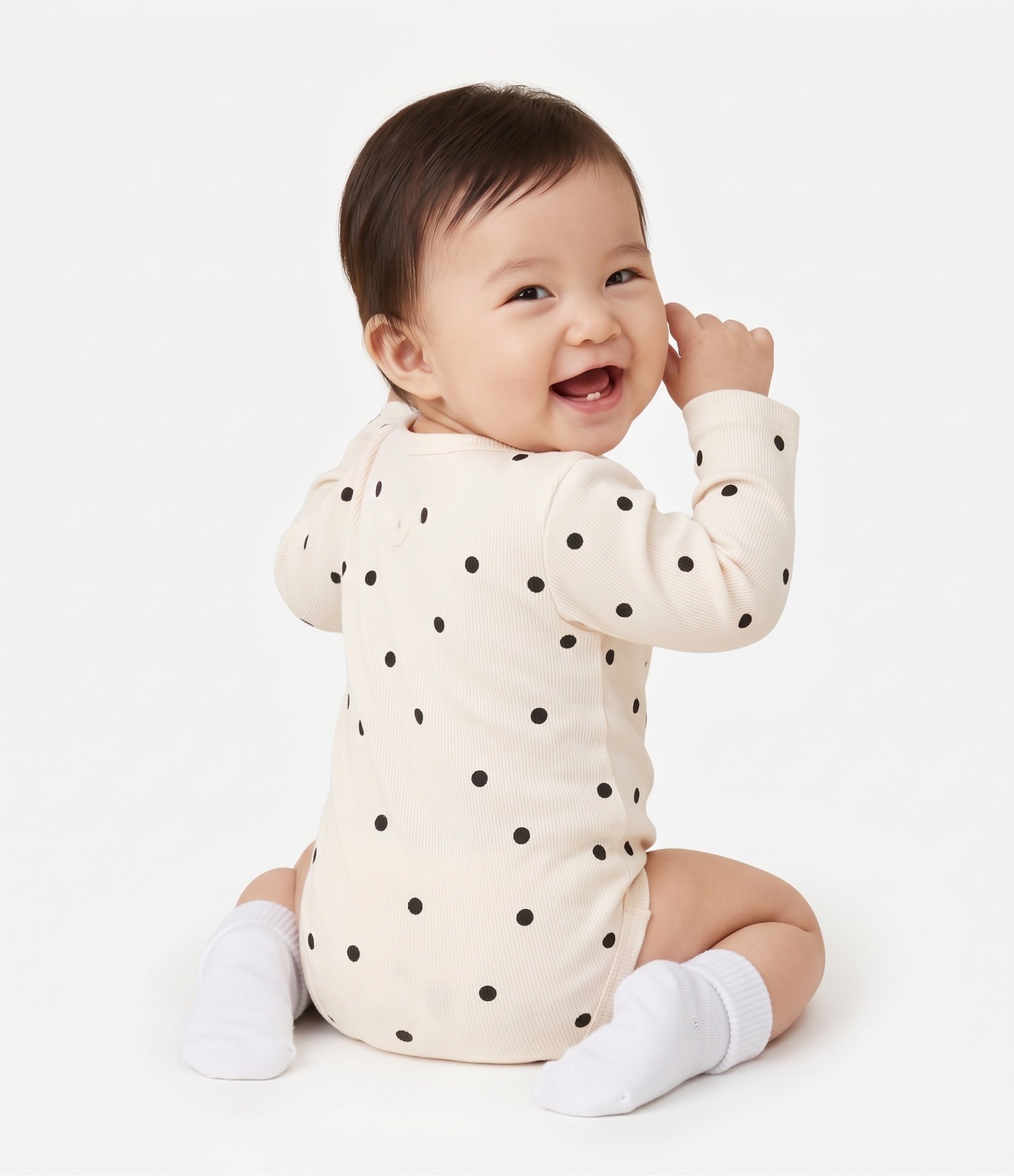 Body Infantil com Estampa Poá e Lacinho - Tam 0 a 18 Meses Branco 7
