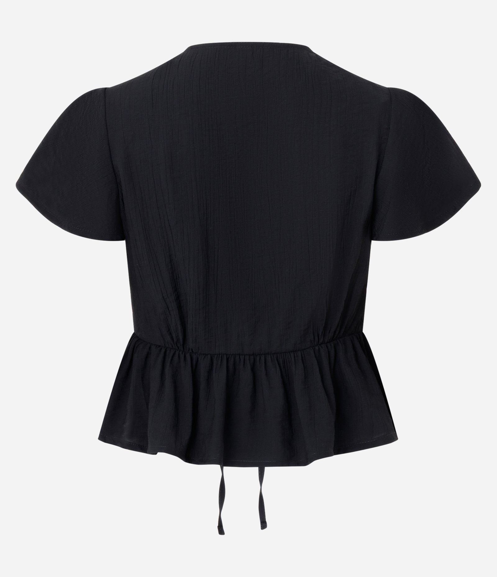 Blusa em Viscose Texturizada com Detalhe Rendado e Amarração Frontal Preto 2