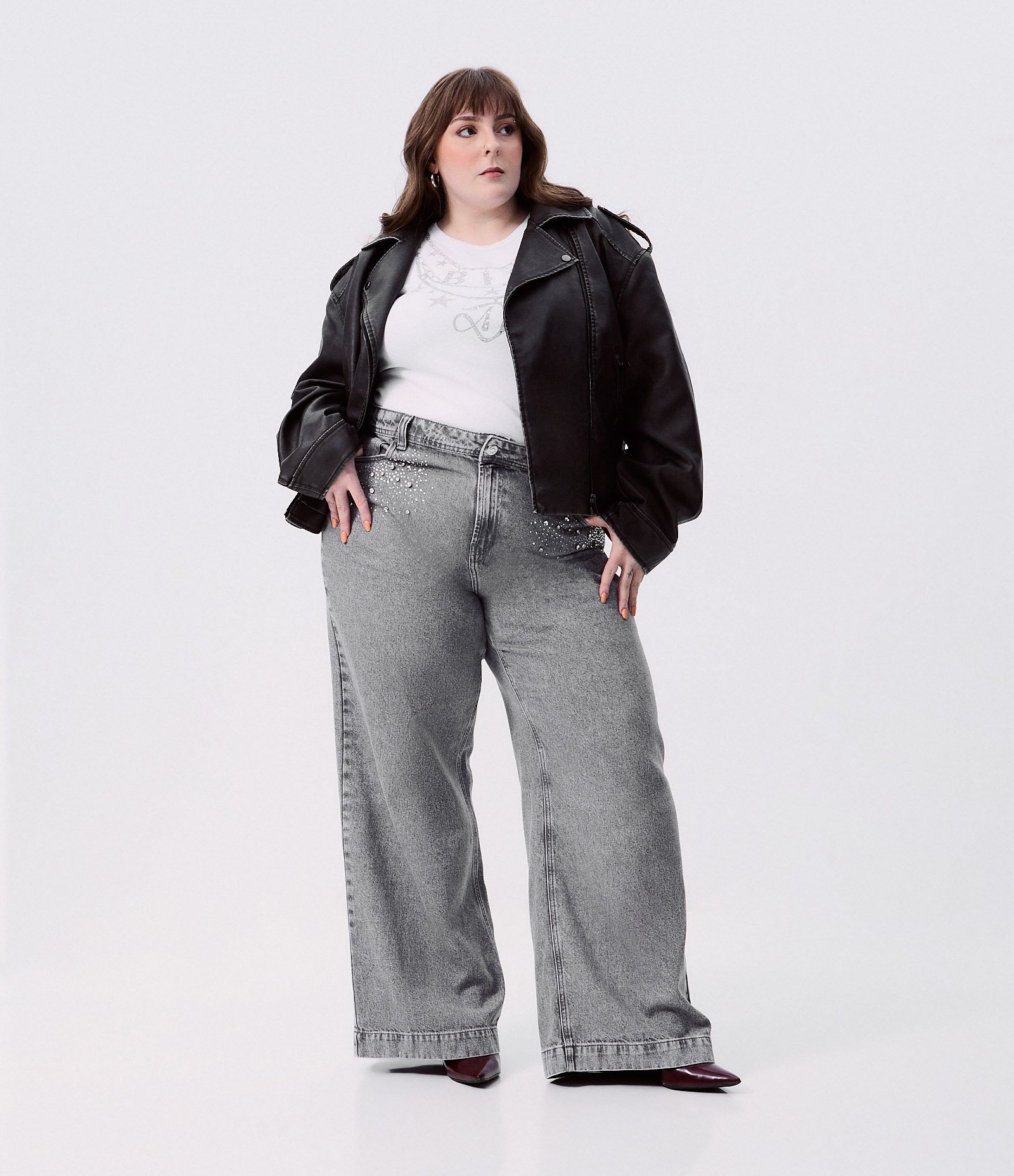 Blusa Canelada com Lettering em Strass Duquesa Curve & Plus Size Branco 2