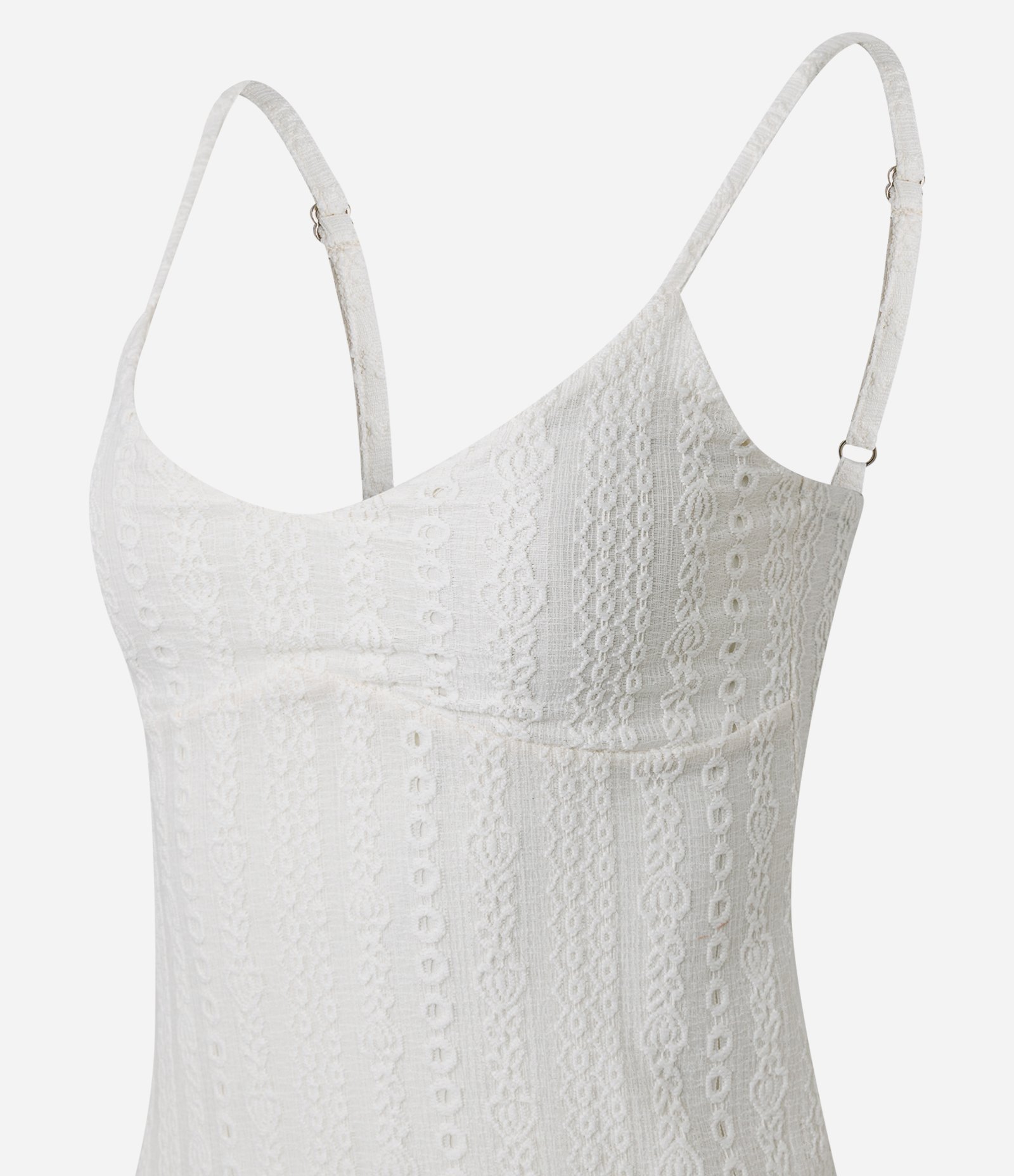 Vestido Curto Assimétrico em Laise com Alças Finas Branco 6