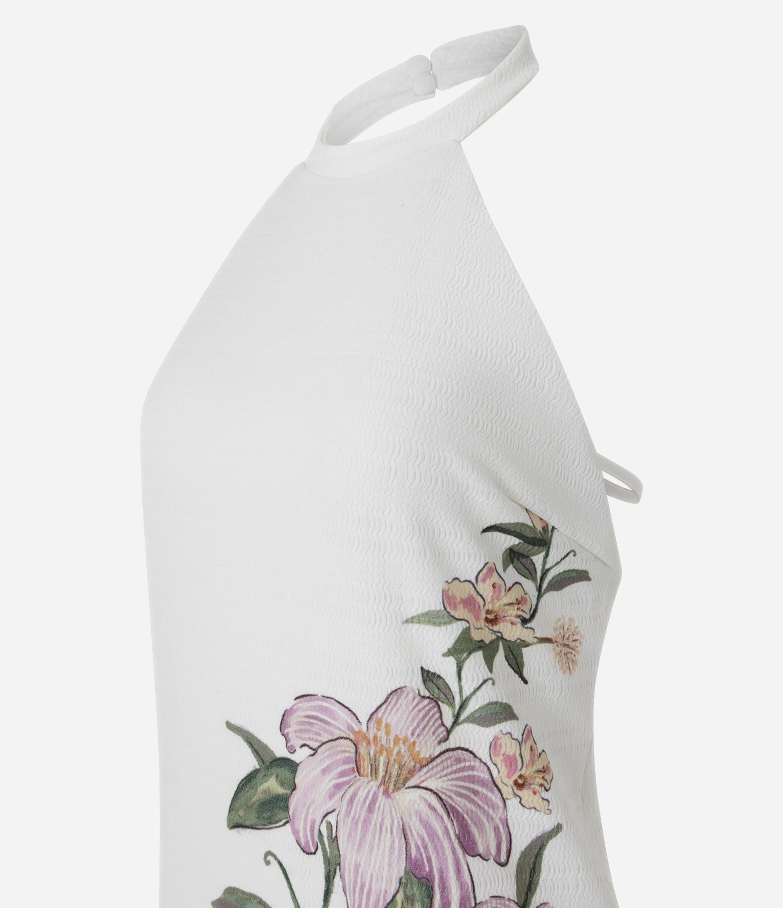 Vestido Midi Texturizado com Gola Halter e Estampa Floral Branco 6