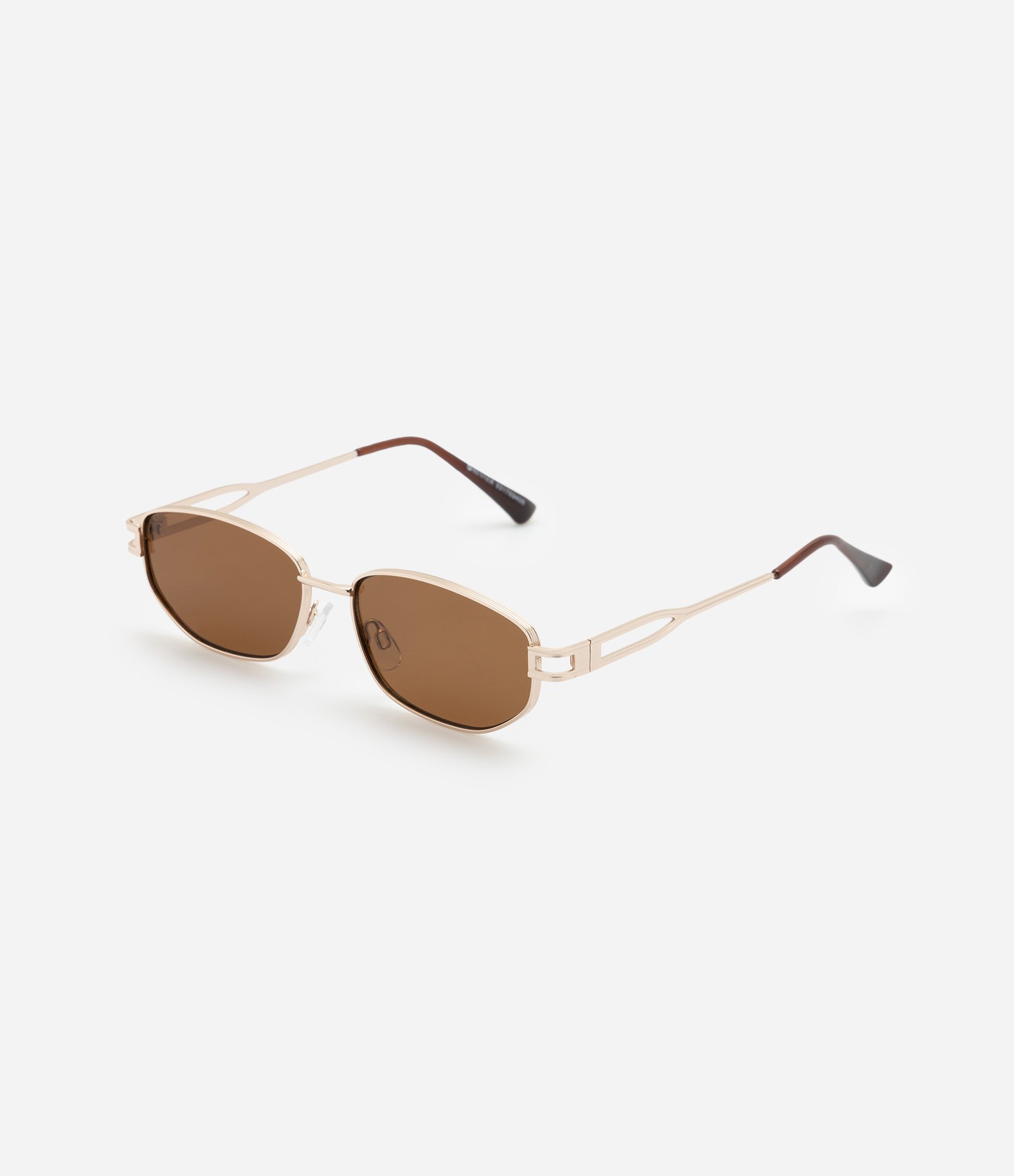 Óculos Geométrico em Metal com Lente Marrom Dourado 1