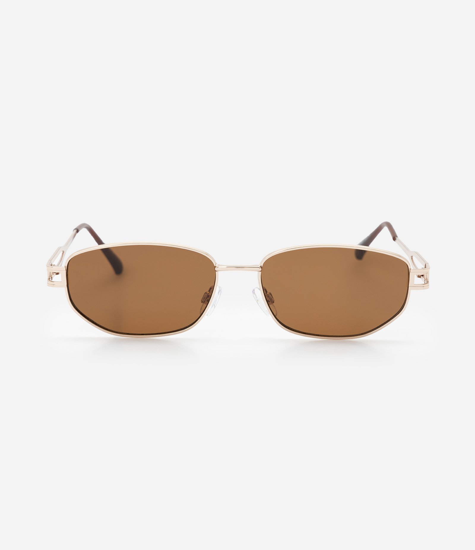 Óculos Geométrico em Metal com Lente Marrom Dourado 2