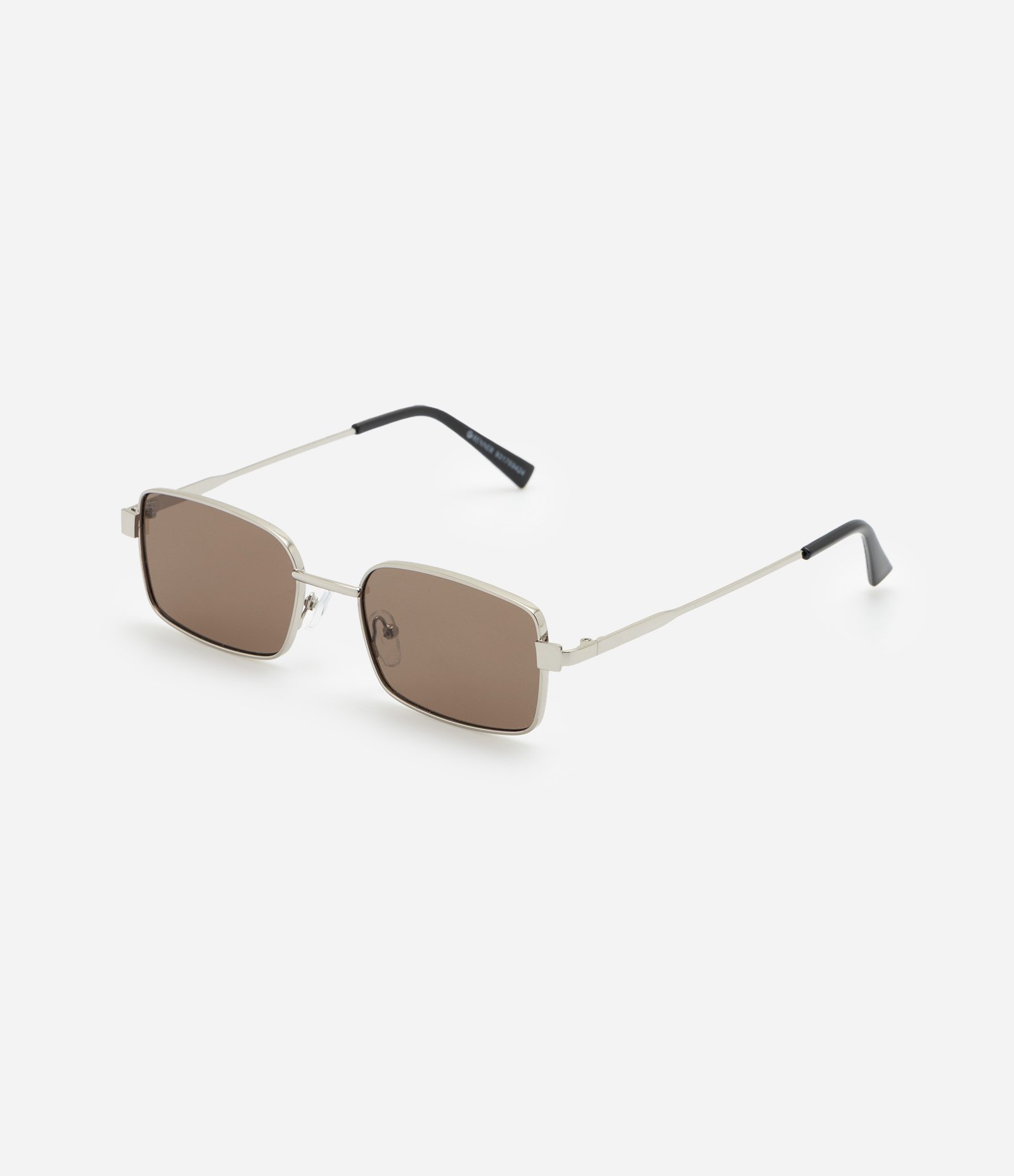 Óculos Quadrado em Metal com Lente Marrom Prata 1