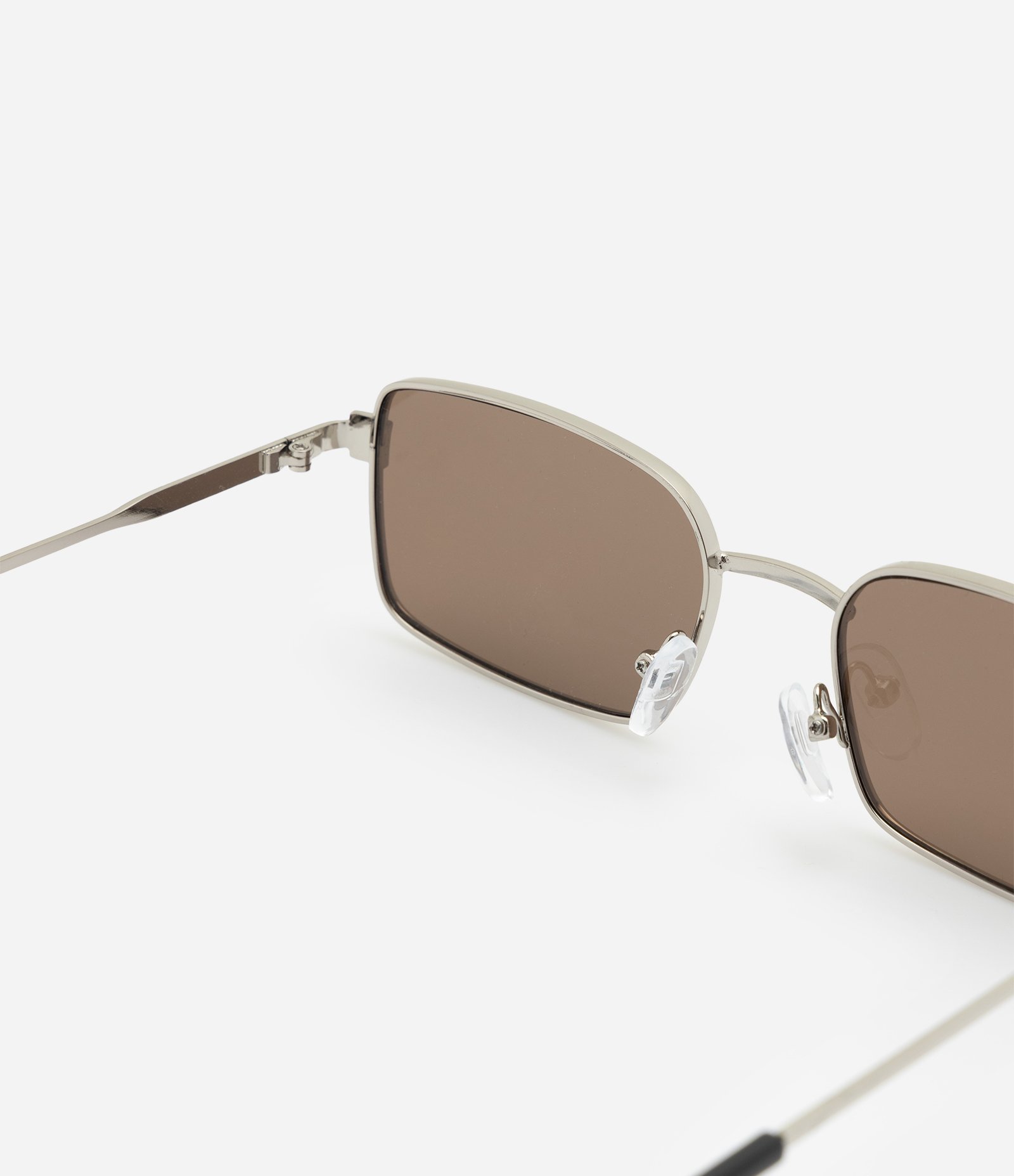 Óculos Quadrado em Metal com Lente Marrom Prata 3