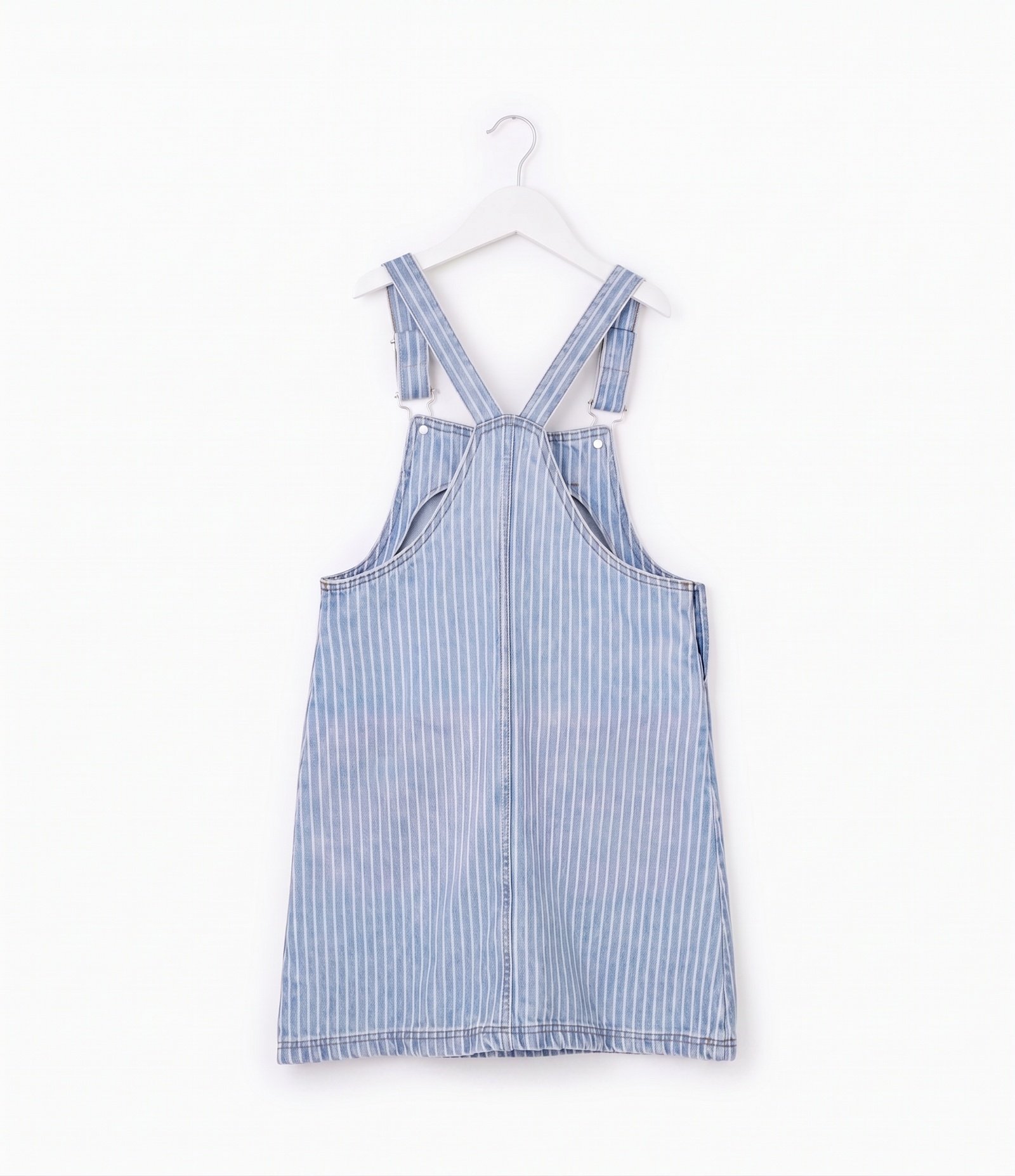 Salopete Infantil Em Algodão Jeans Listrada com Bolso Frontal - Tam 5 a 16 Anos Azul 2
