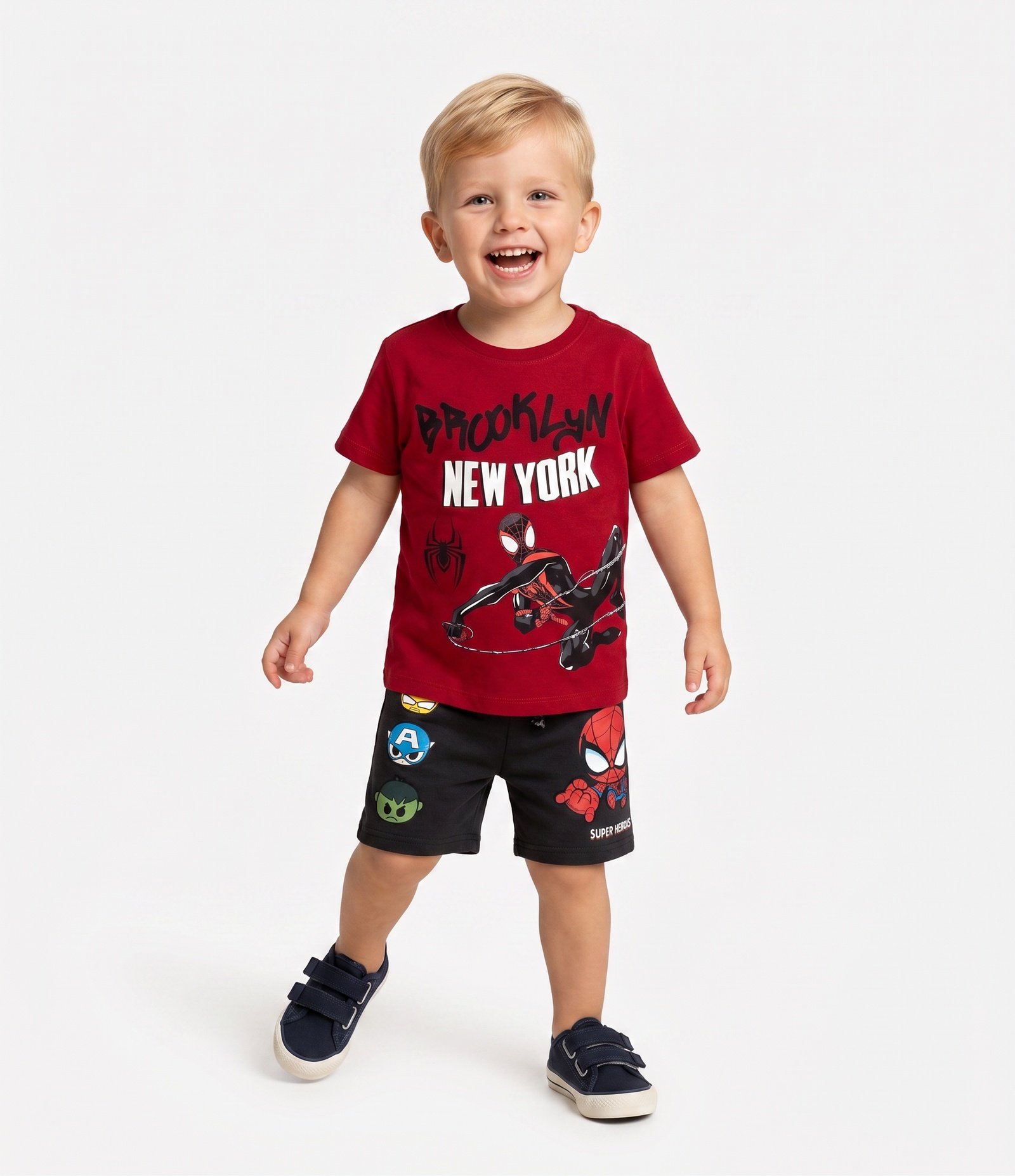 Camiseta Infantil em Algodão Spider-Man Brooklyn New York - Tam 4 a 12 Anos Vermelho 1