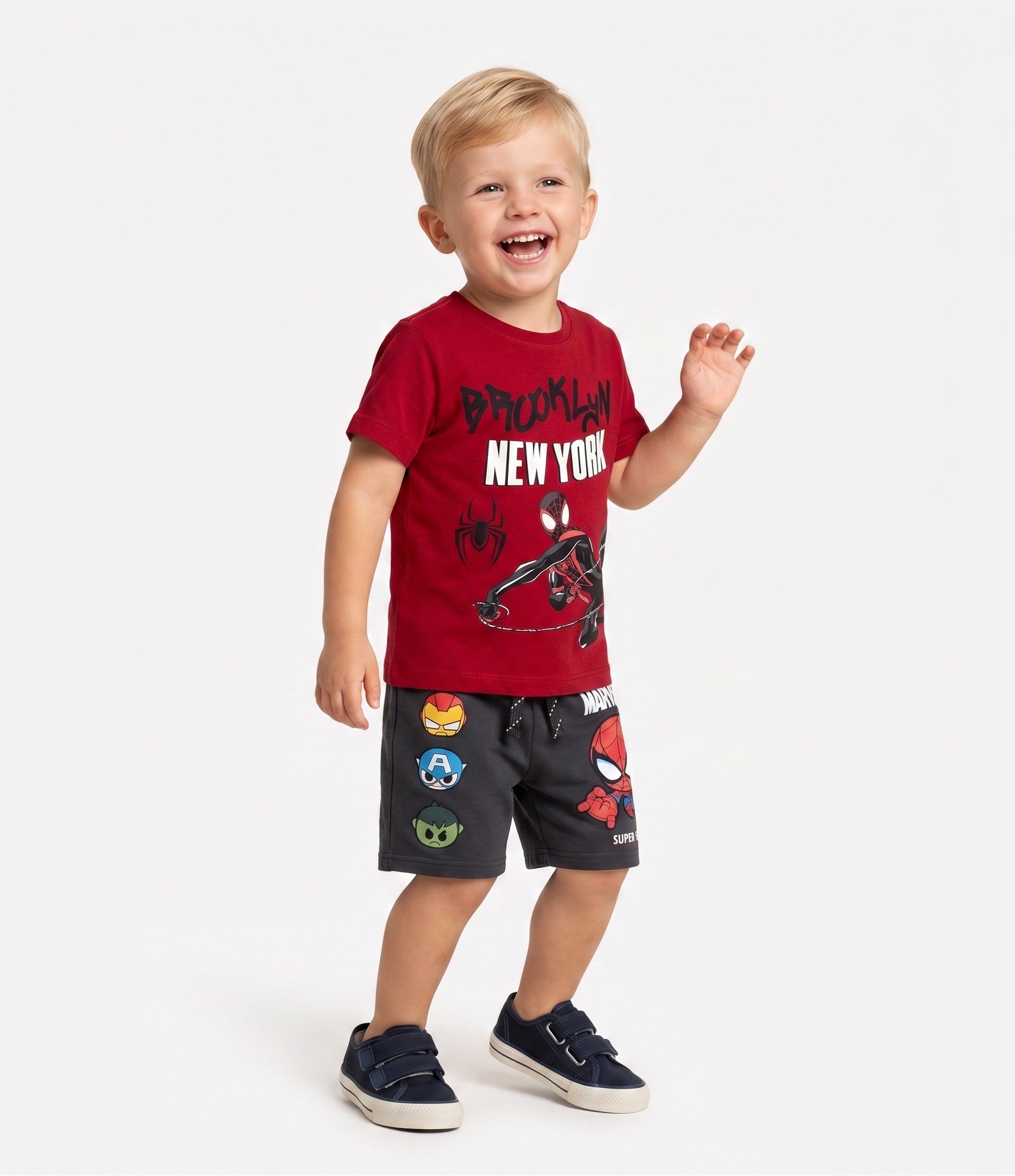 Camiseta Infantil em Algodão Spider-Man Brooklyn New York - Tam 4 a 12 Anos Vermelho 2