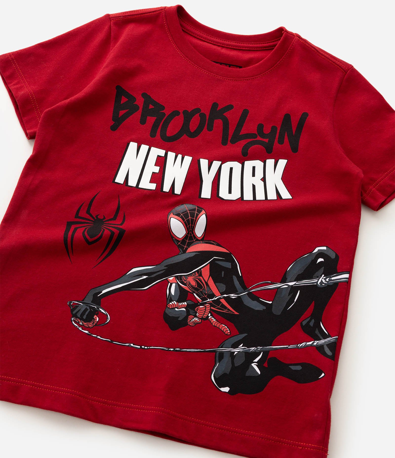 Camiseta Infantil em Algodão Spider-Man Brooklyn New York - Tam 4 a 12 Anos Vermelho 6