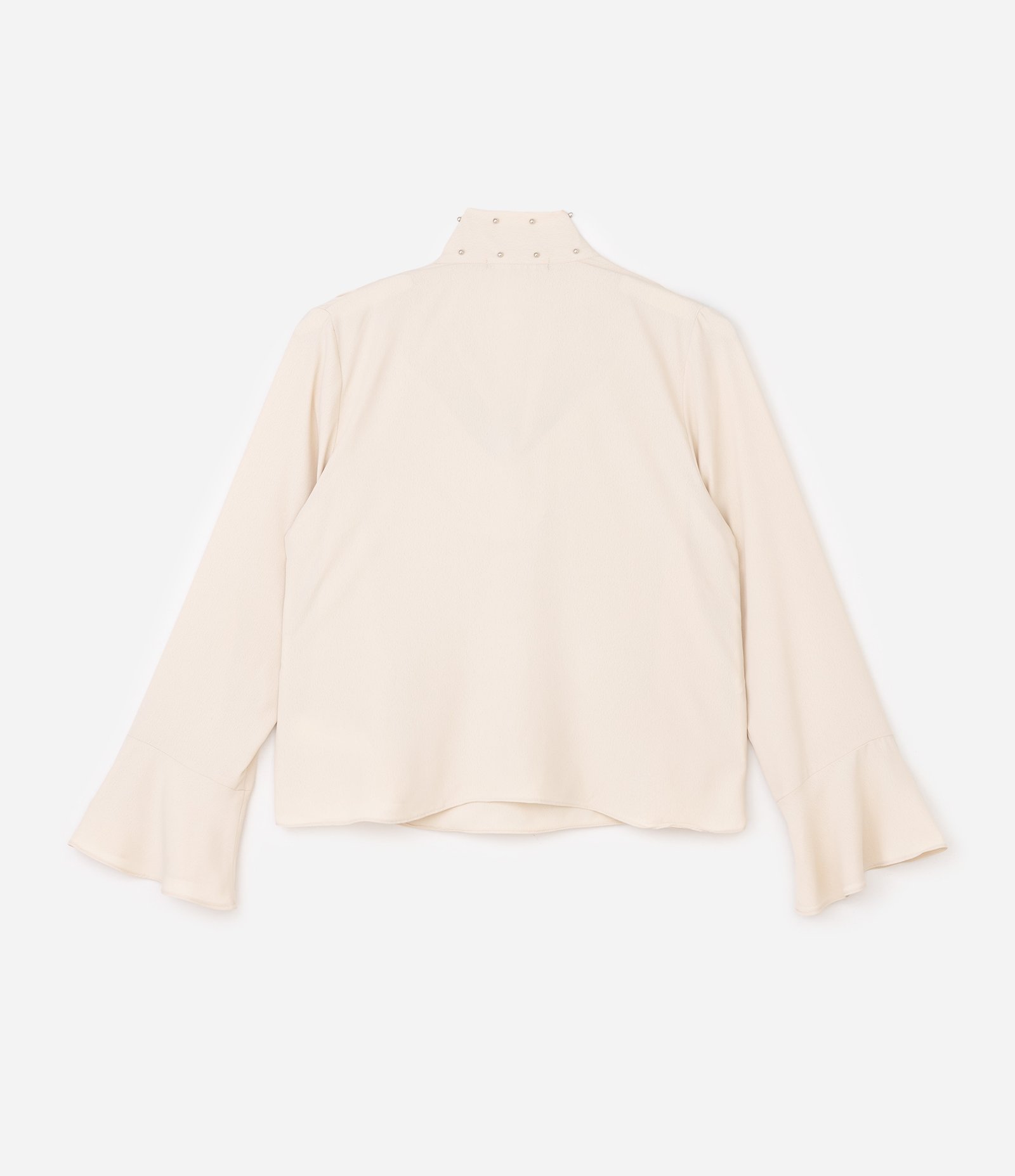 Blusa Regular em Crepe com Tachas e Faixa no Pescoço Curve & Plus Size Off White 6