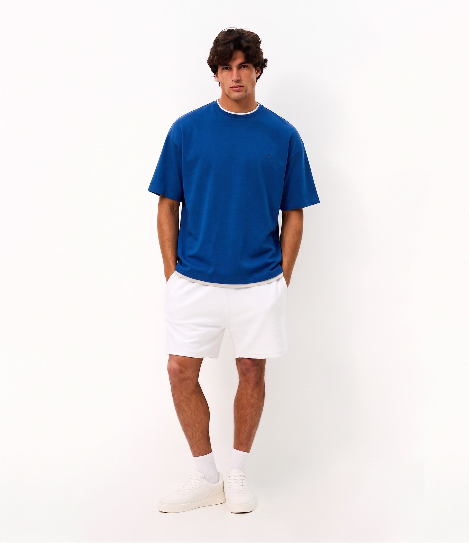 Camiseta Oversized Tecido Encorpado Azul 2