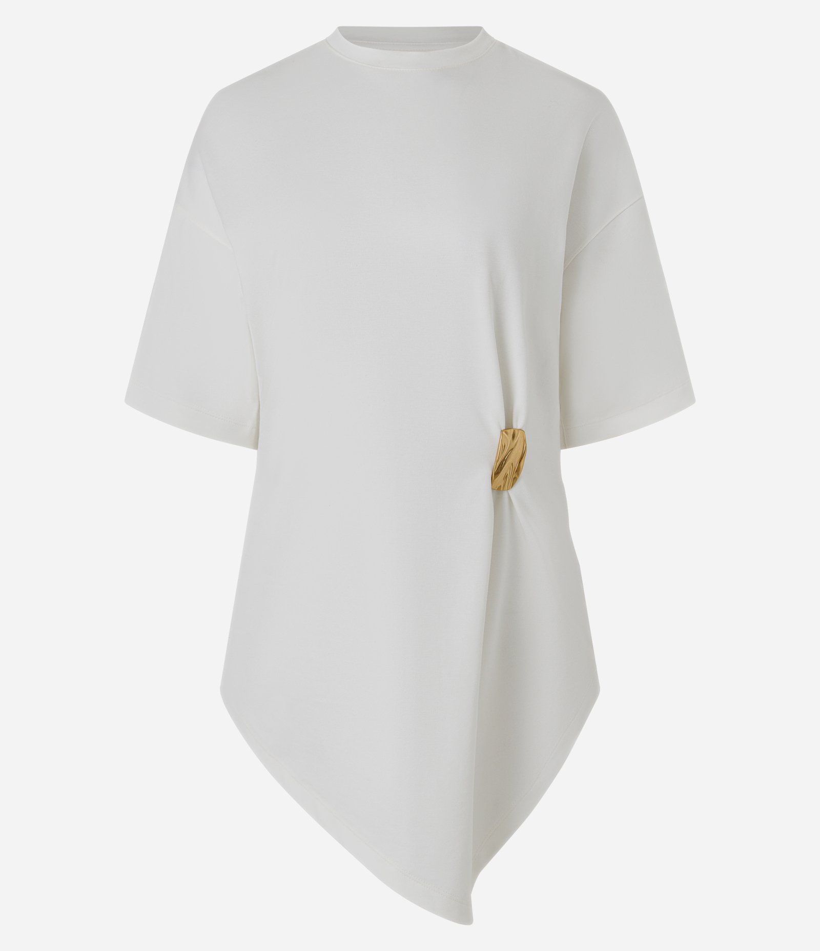 Blusa com Ponta Assimétrica e Aviamento Lateral Branco 3