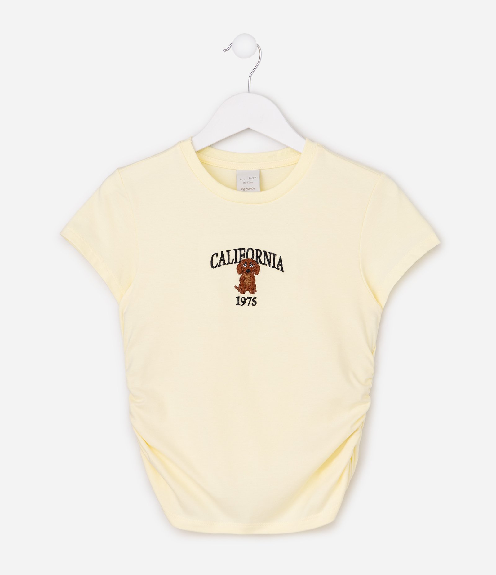 Camiseta Infantil Em Algodão Lettering California com Cachorrinho - Tam 5 a 16 Anos Amarelo 3