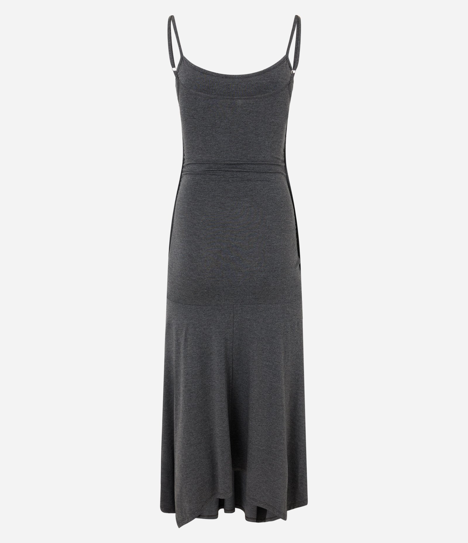 Vestido New Midi em Malha com Drapeados e Barra Assimétrica Cinza Escuro 6