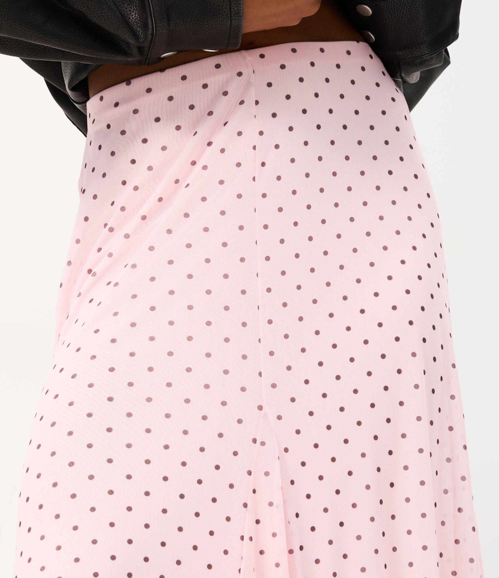 Saia Longa Tule poá com nesgas new midi Poa Rosa 3
