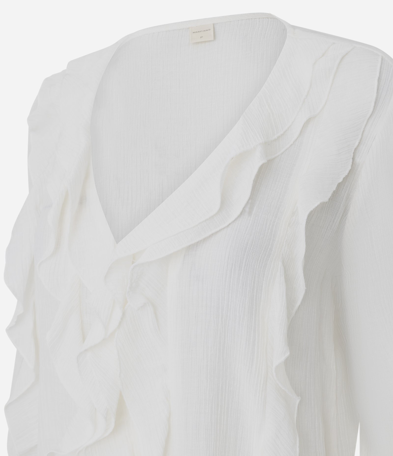 Blusa Bata em Viscose com Babados Branco 6